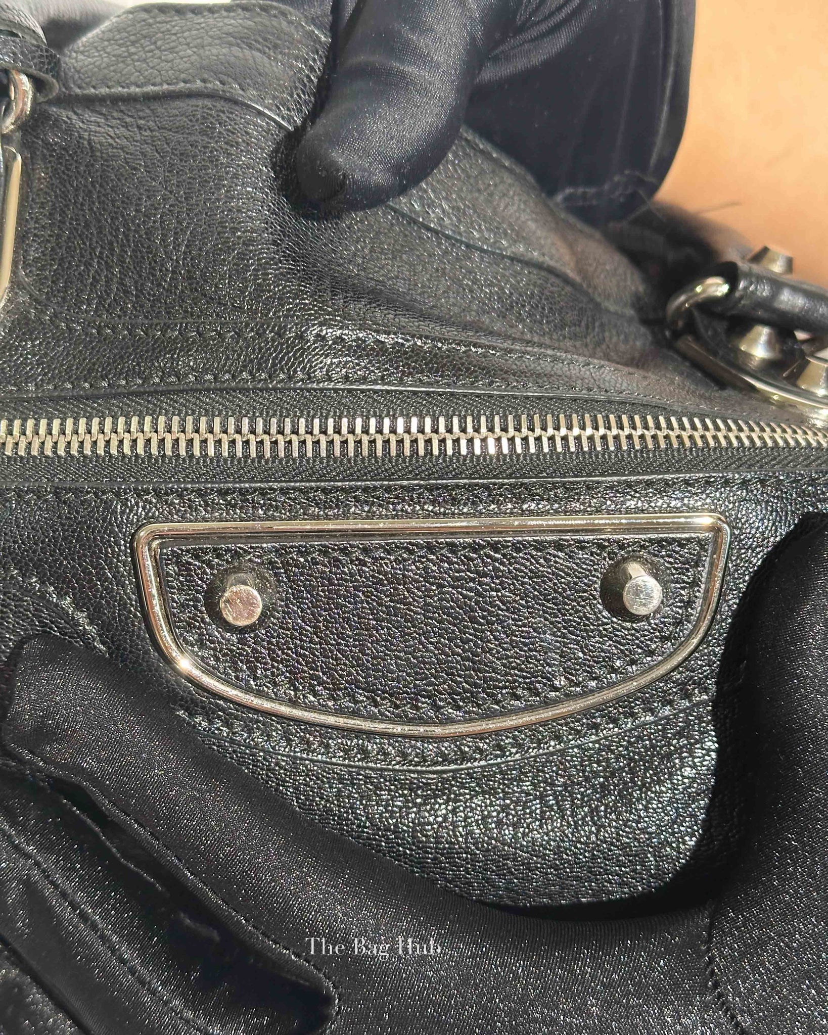 Balenciaga Black Leather Metallic Edge City Bag