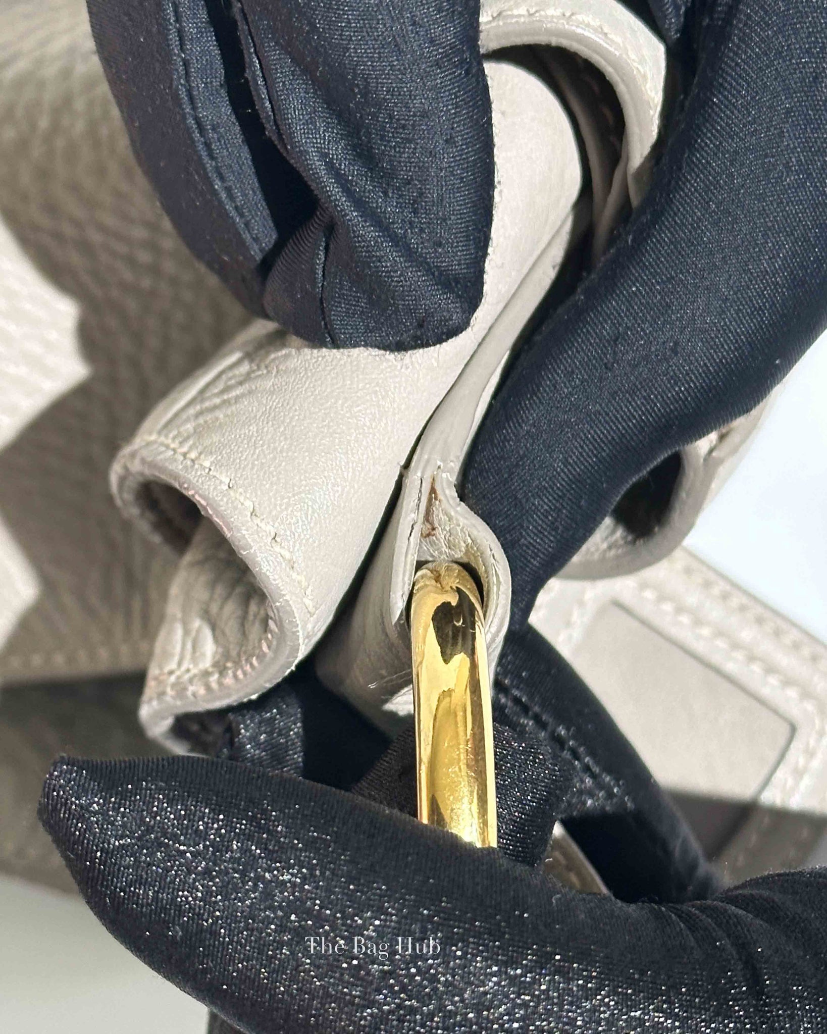 Prada Gray Vitello Daino Leather Double Zip Pocket Hobo Bag