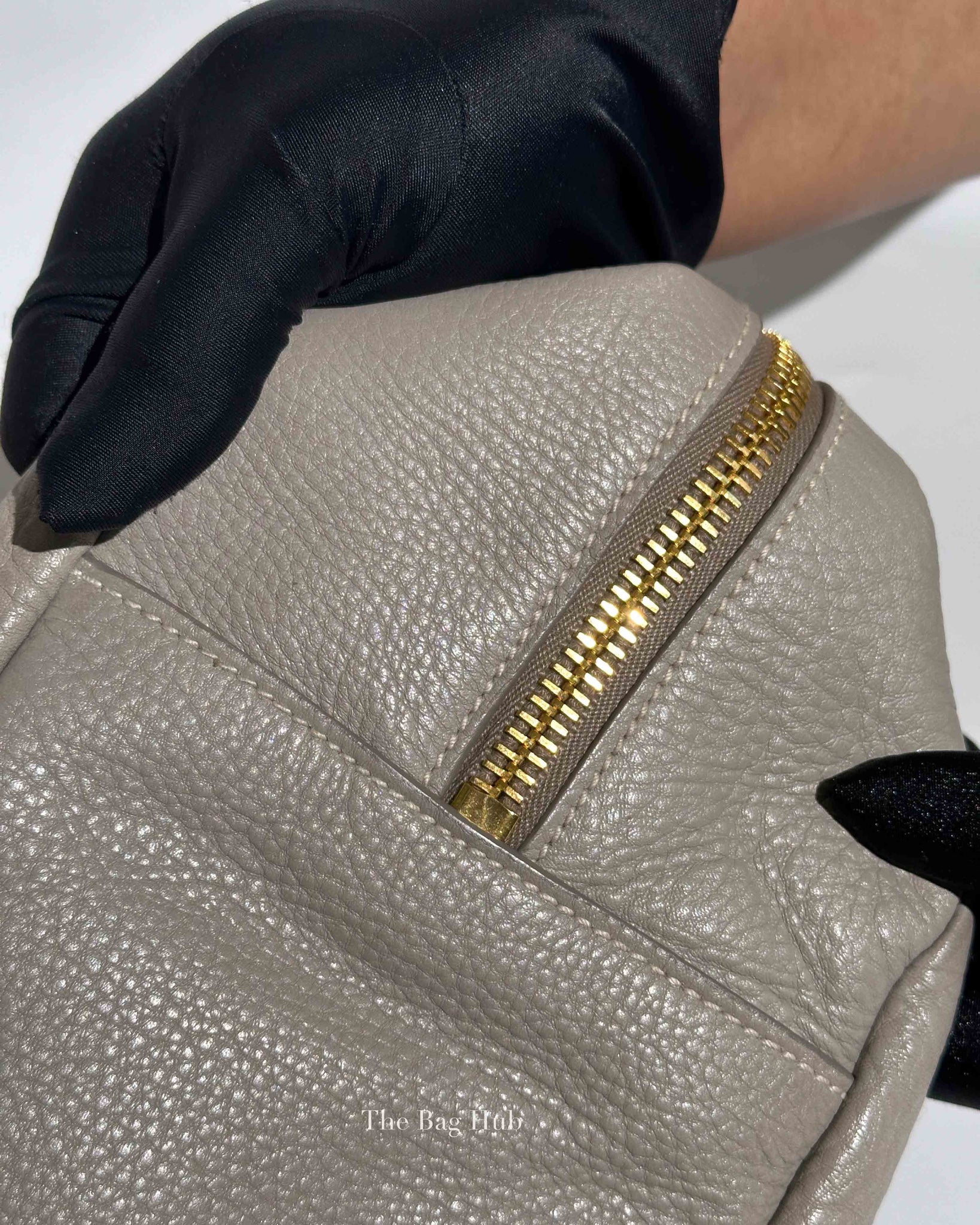 Prada Gray Vitello Daino Leather Double Zip Pocket Hobo Bag