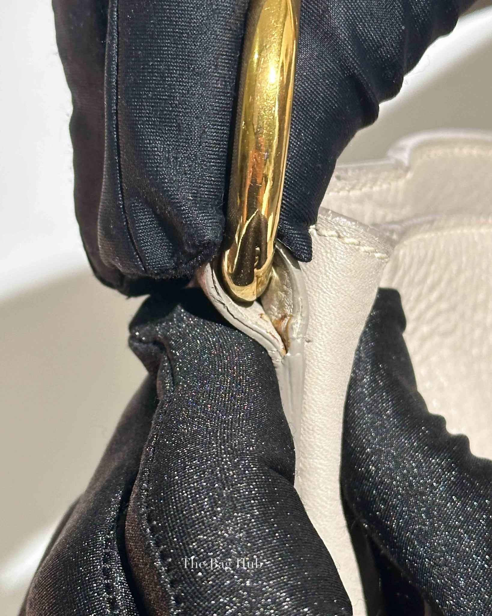 Prada Gray Vitello Daino Leather Double Zip Pocket Hobo Bag