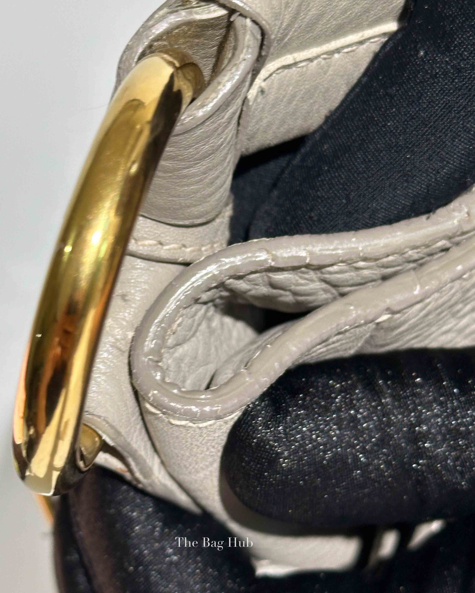 Prada Gray Vitello Daino Leather Double Zip Pocket Hobo Bag