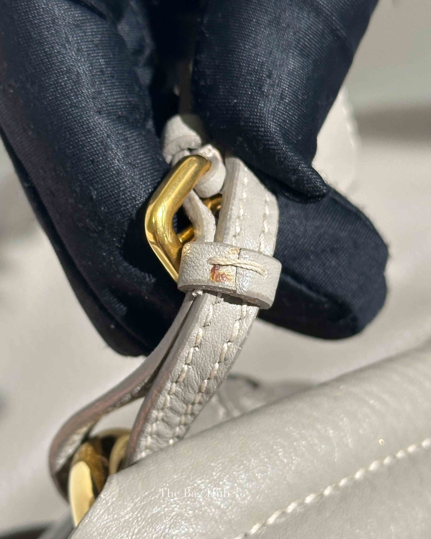 Prada Gray Vitello Daino Leather Double Zip Pocket Hobo Bag