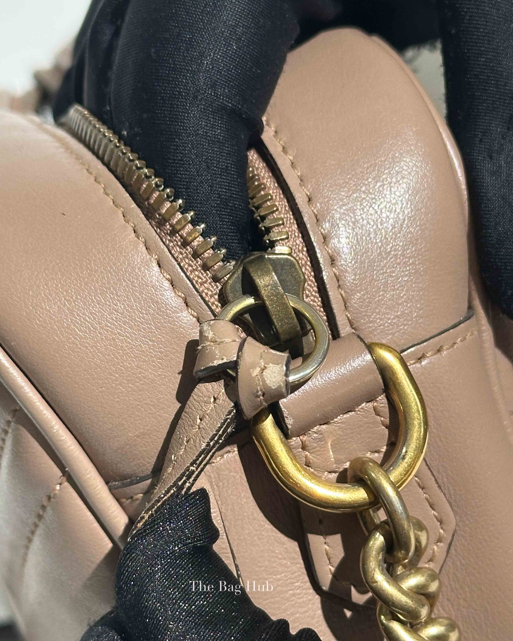 Gucci Porcelain Rose Calfskin Matelasse Small GG Marmont Chain Shoulder Bag