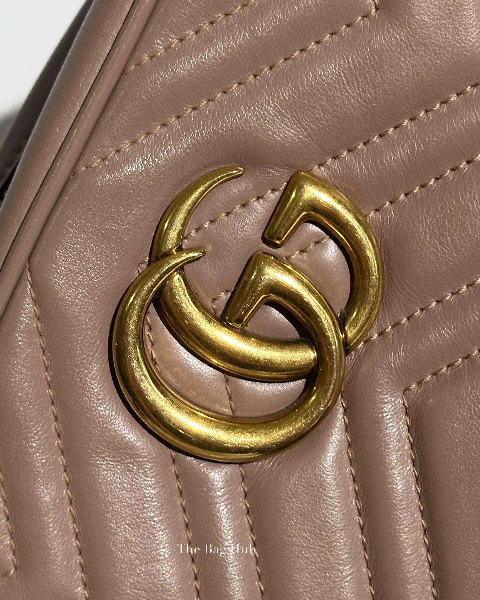 Gucci Porcelain Rose Calfskin Matelasse Small GG Marmont Chain Shoulder Bag