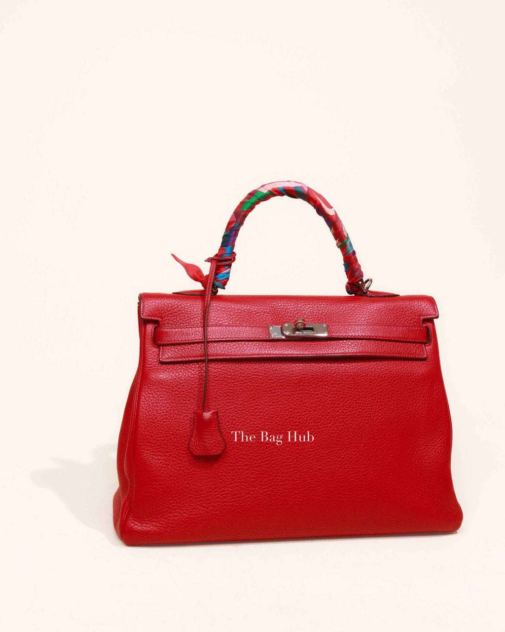 Hermes Rose Jaipur Leather Kelly 35 Bag PHW w/ Twilly w/o Strap