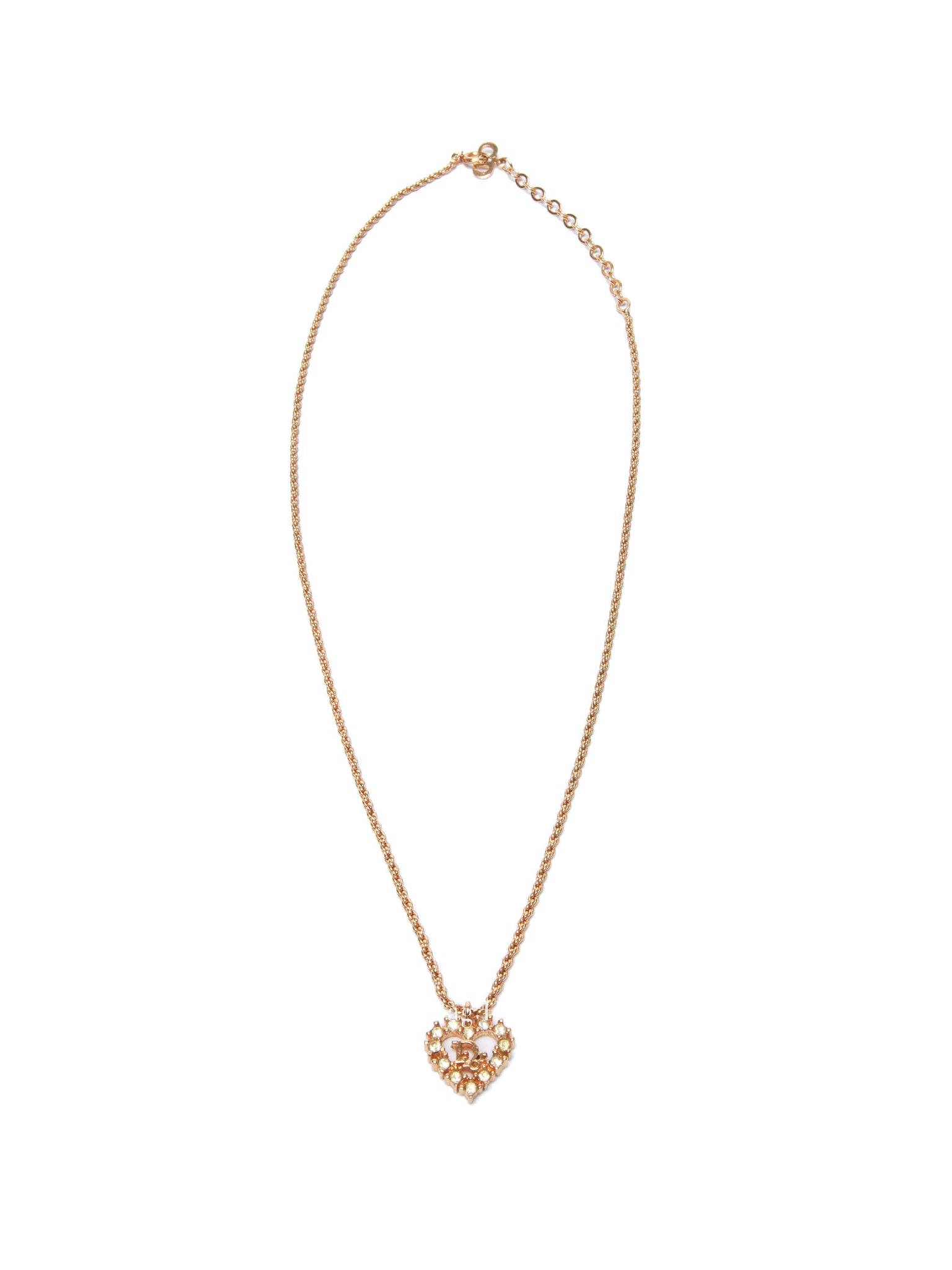 Dior Gold-Tone Metal Heart Pendant Necklace