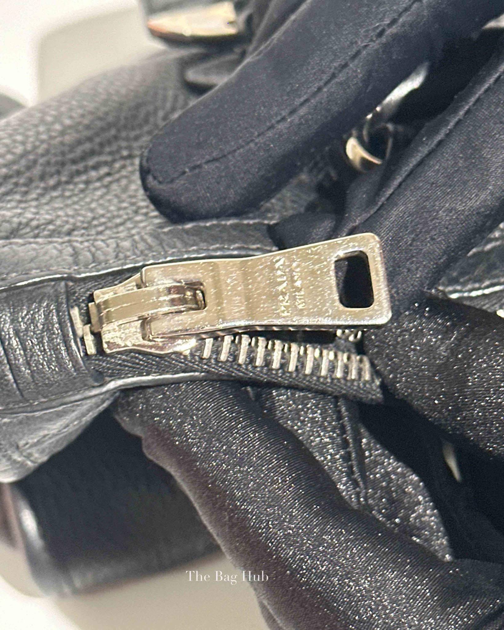 Prada Black Vitello Phenix Zip Tote Bag