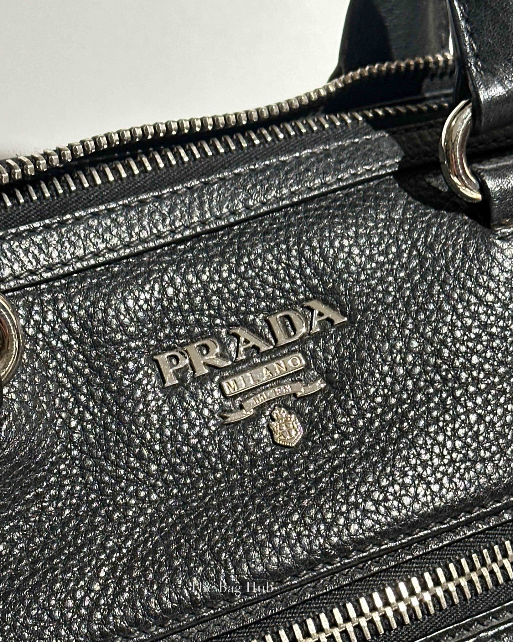 Prada Black Vitello Phenix Zip Tote Bag
