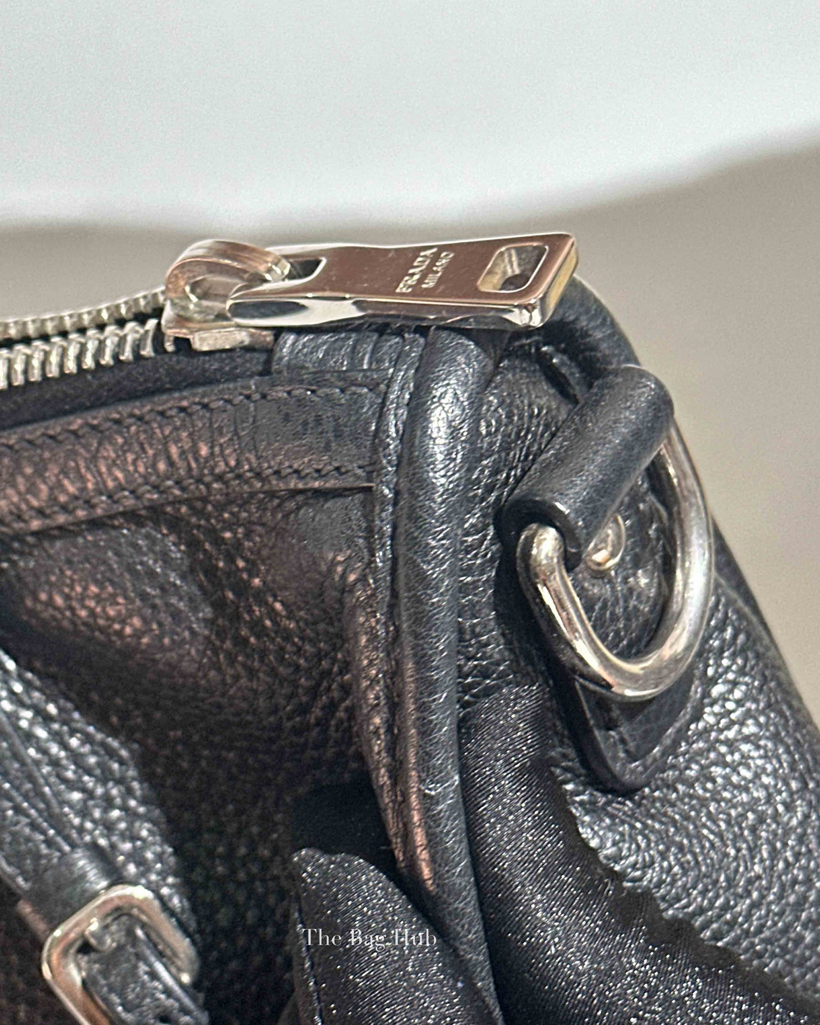 Prada Black Vitello Phenix Zip Tote Bag