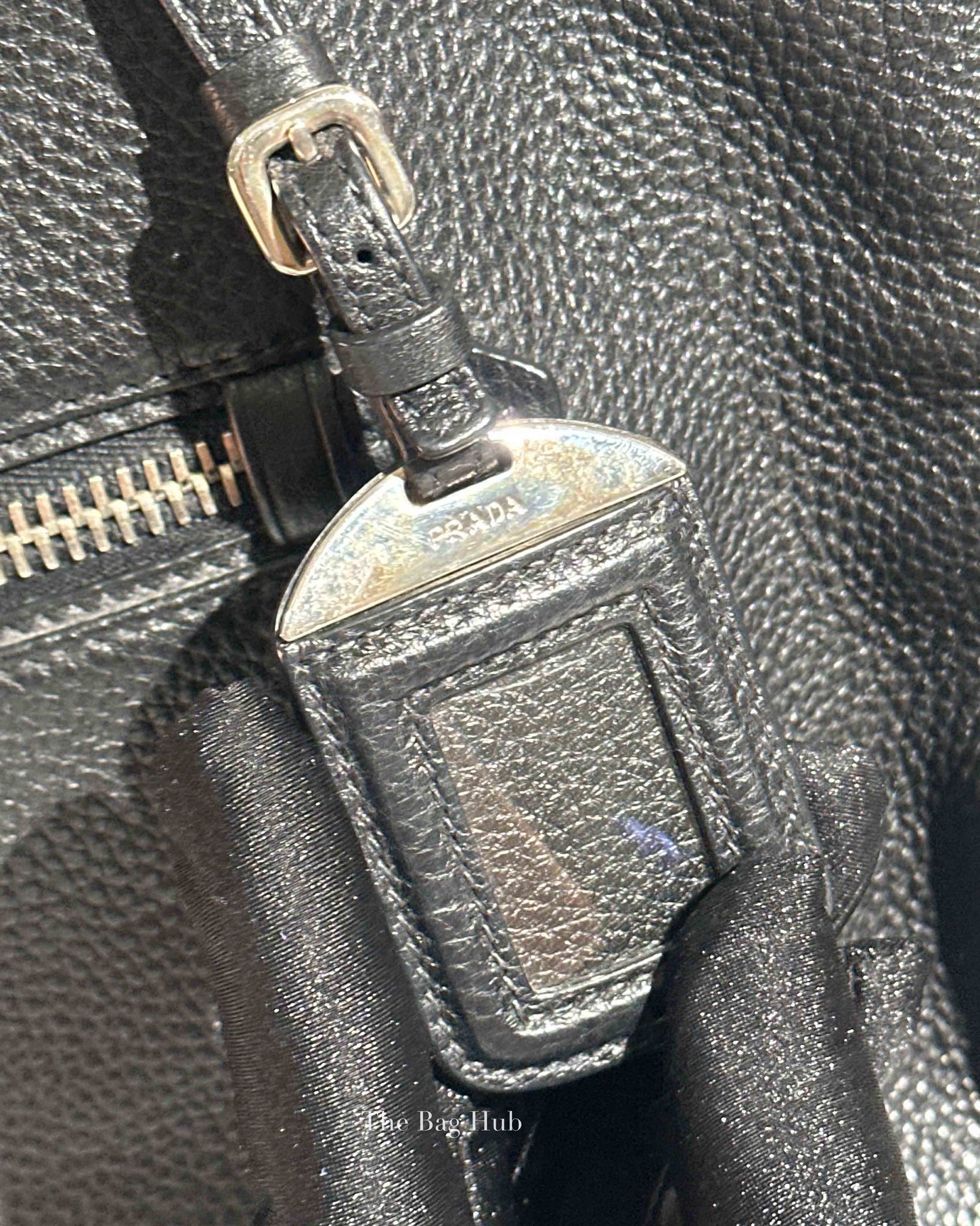 Prada Black Vitello Phenix Zip Tote Bag