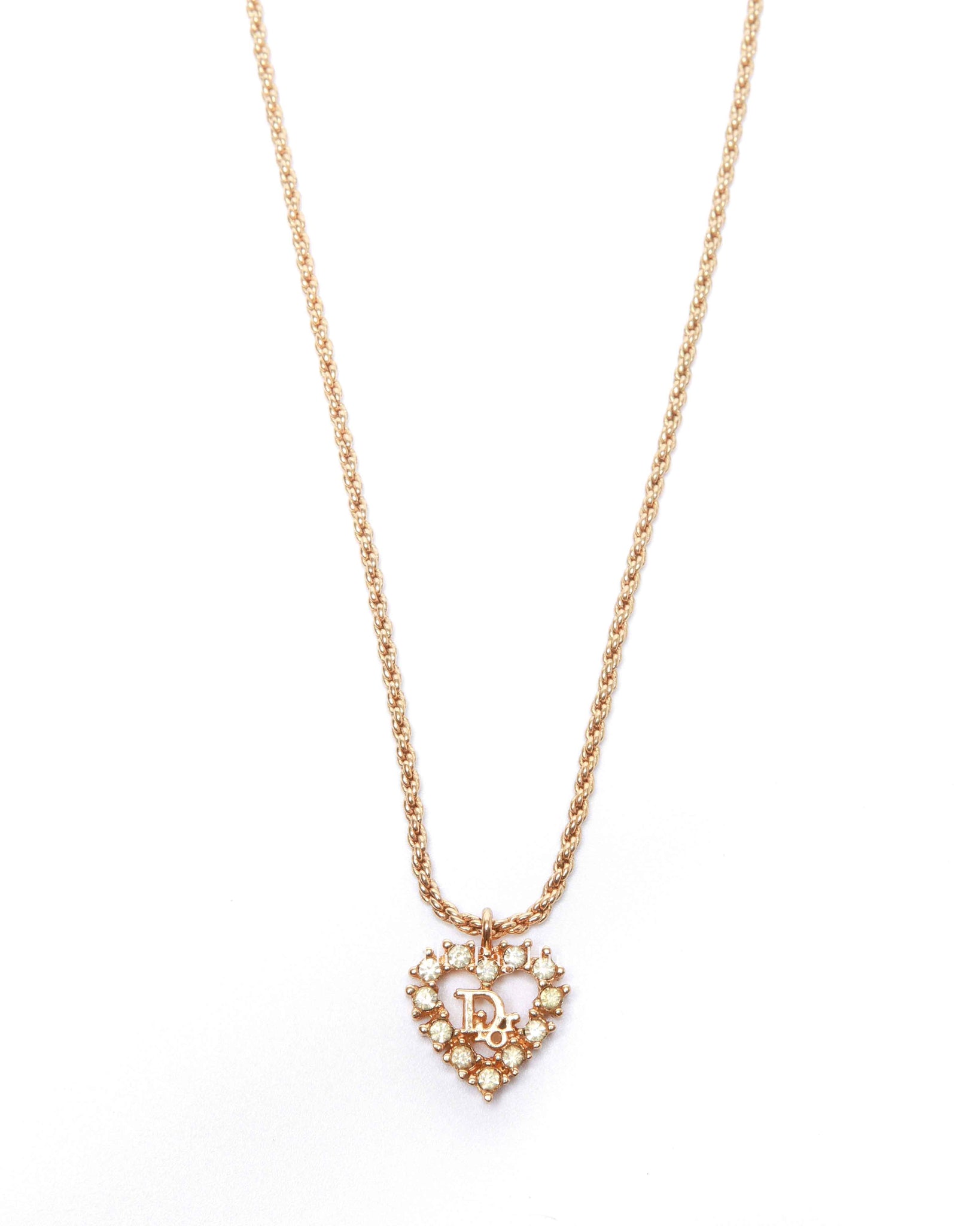 Dior Gold-Tone Metal Heart Pendant Necklace