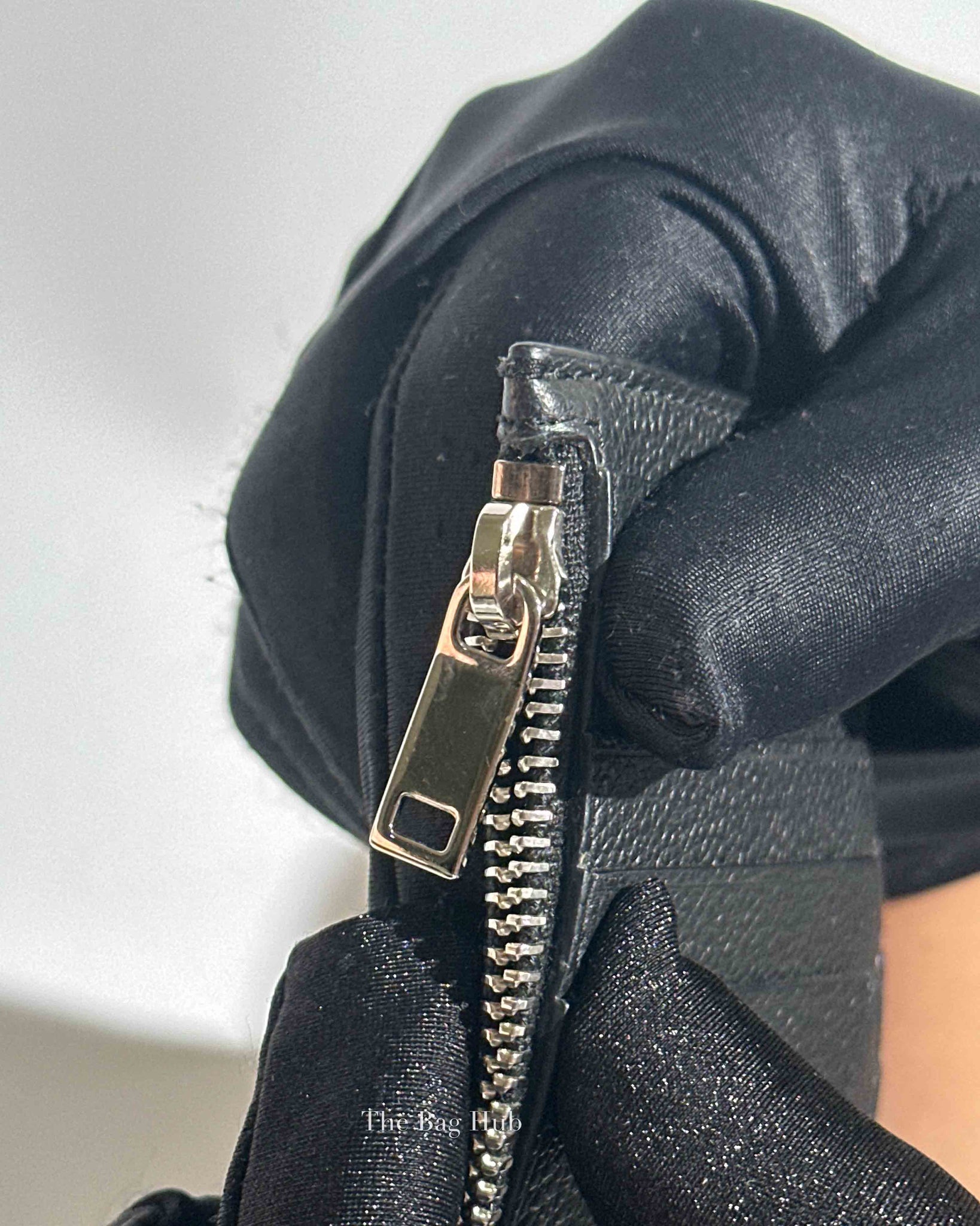 Saint Laurent Black Grained Leather Paris Fragments Zip Card Case