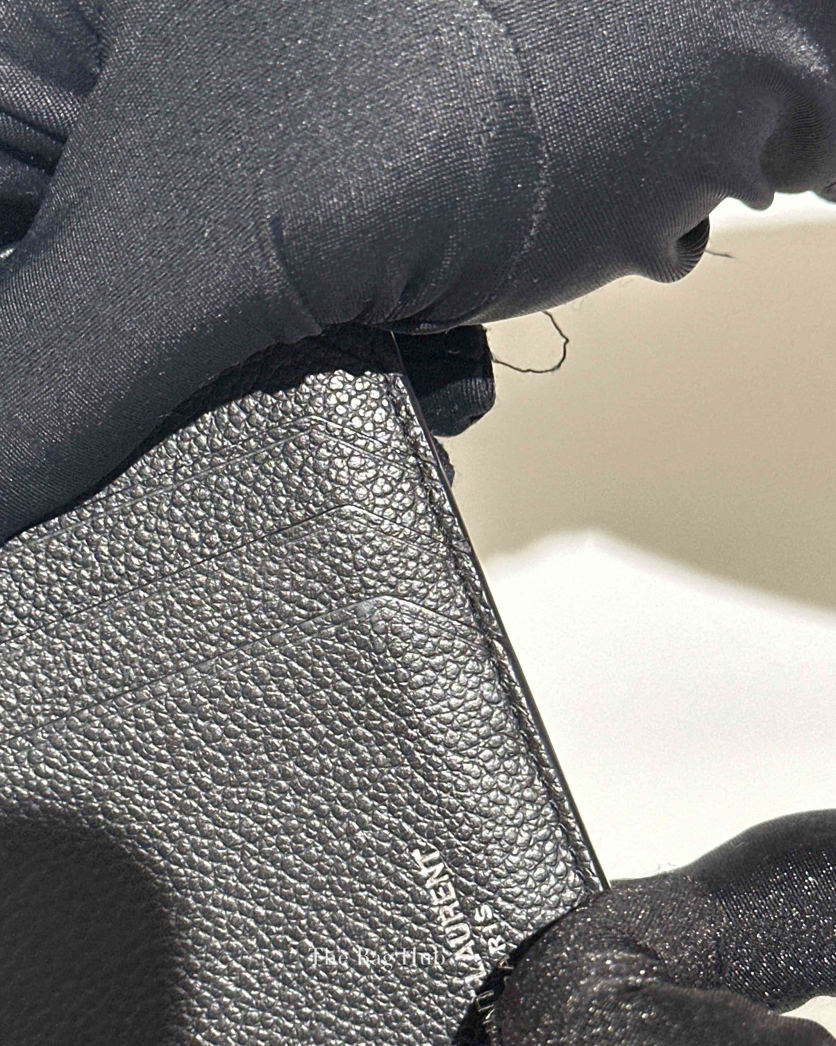 Saint Laurent Black Grained Leather Paris Fragments Zip Card Case