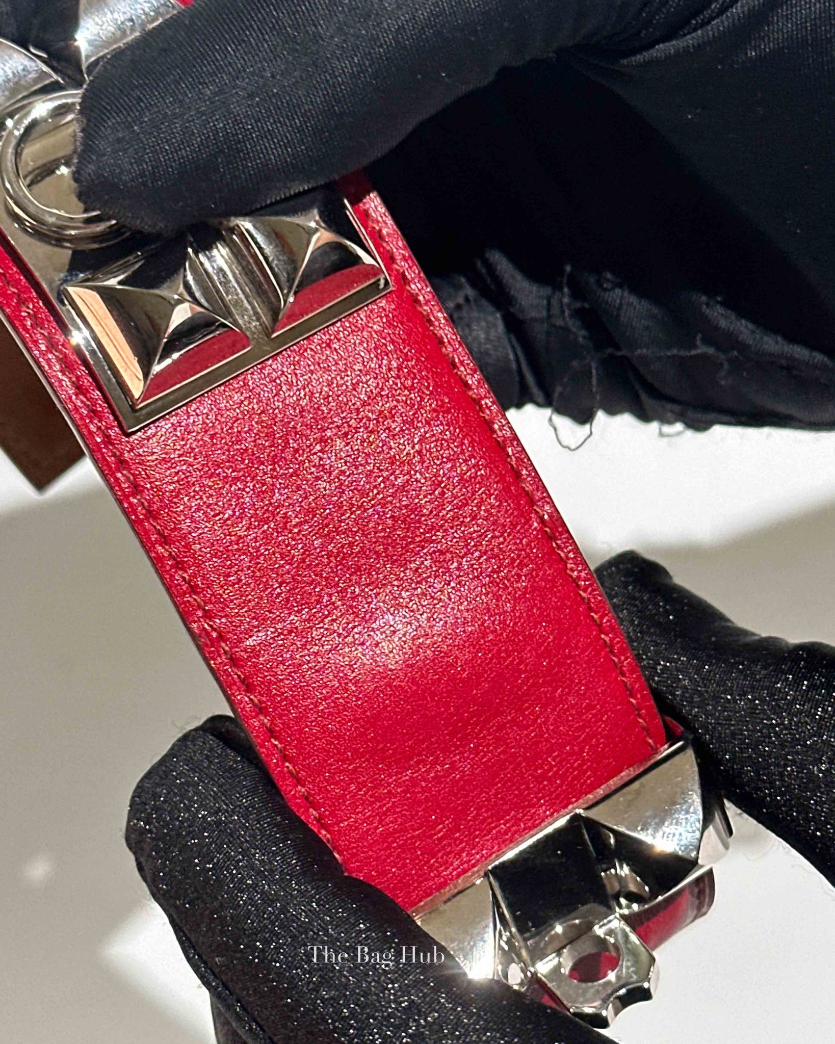 Hermes Rouge Casaque Leather Collier de Chien L Bracelet