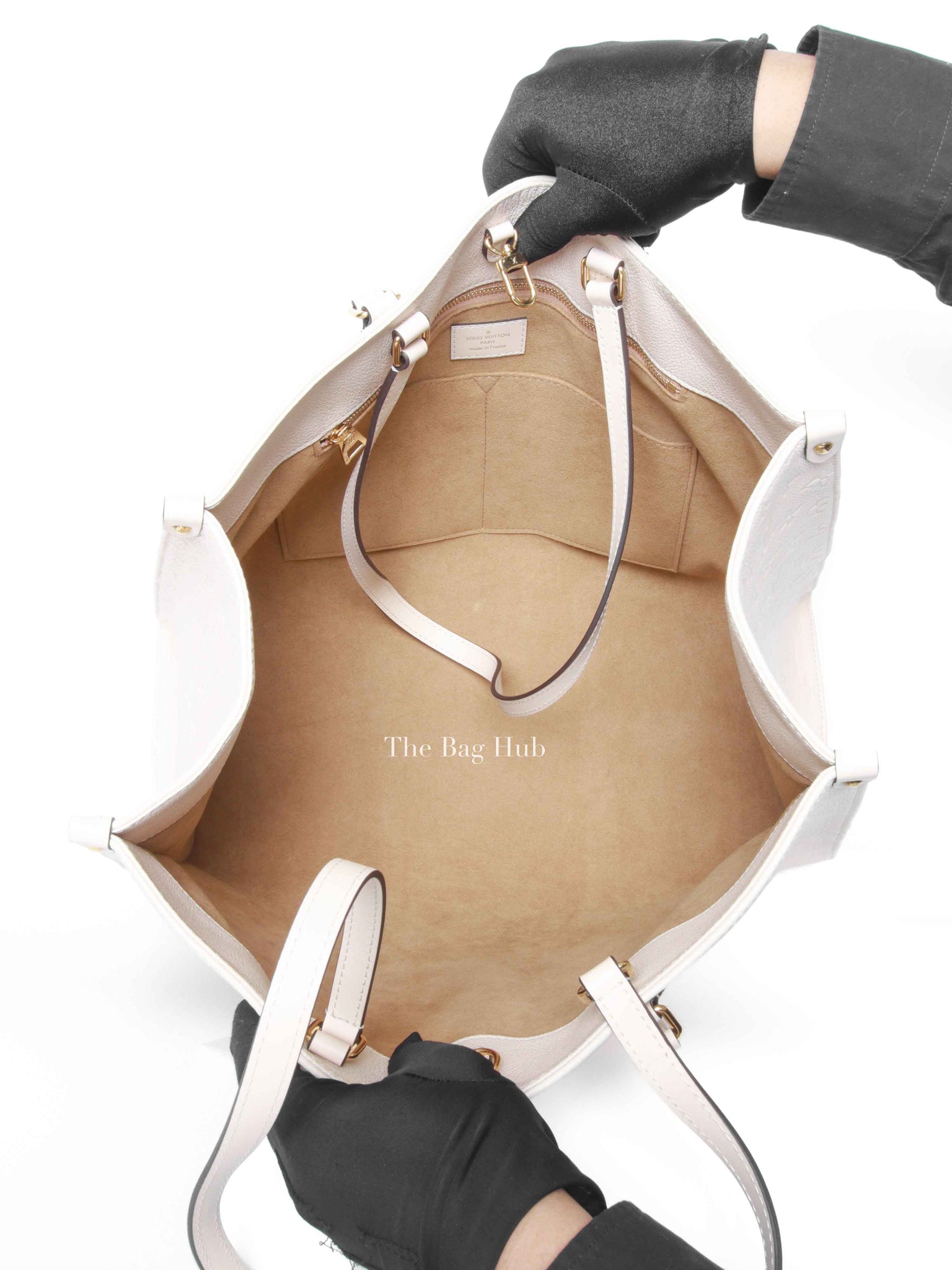 Louis Vuitton Cream Monogram Empreinte Leather OnTheGo GM Bag