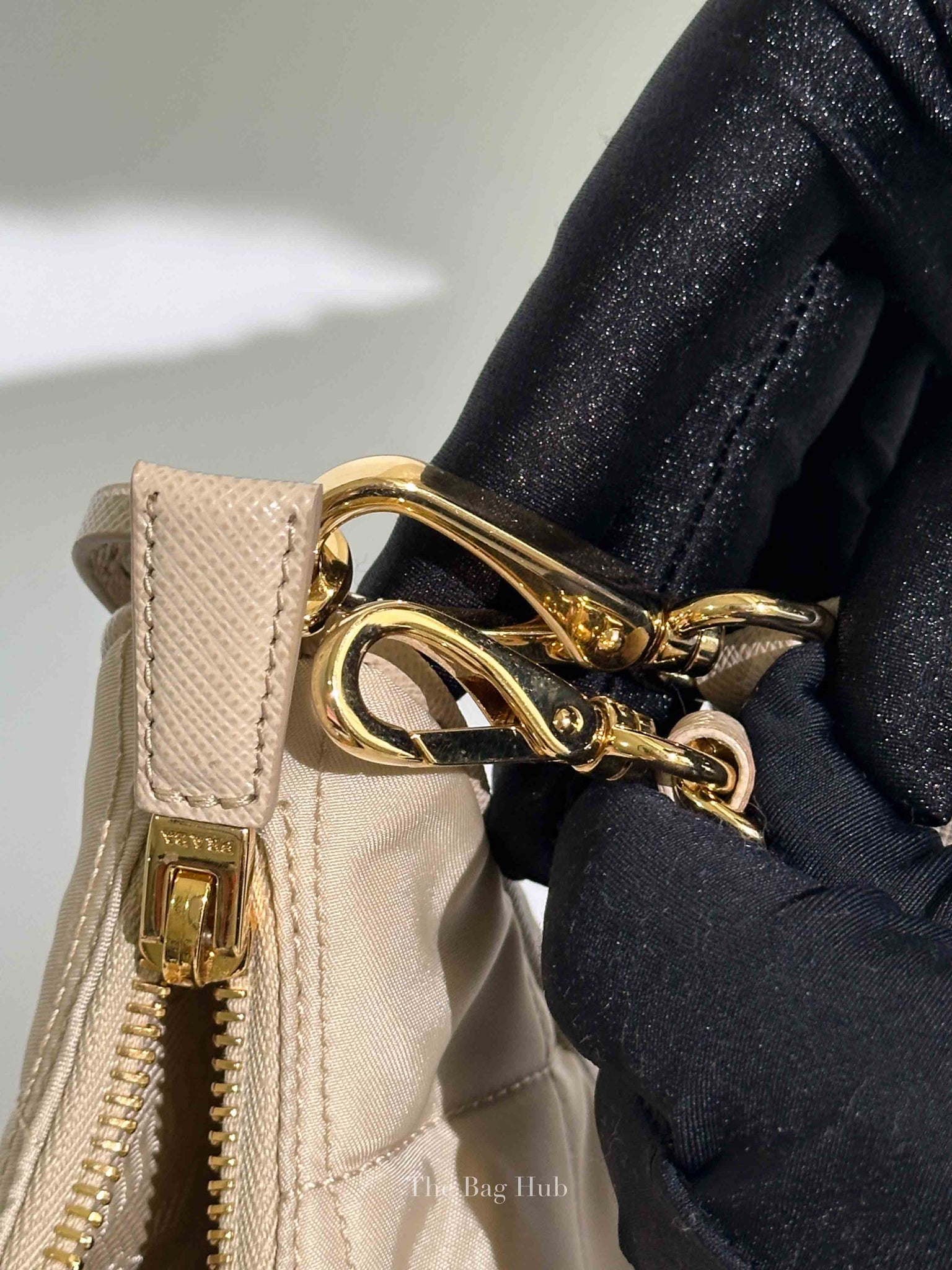 Prada Desert Beige Re-Nylon Saffiano Quilted Mini Re-Edition 1995 Chaine Shoulder Bag