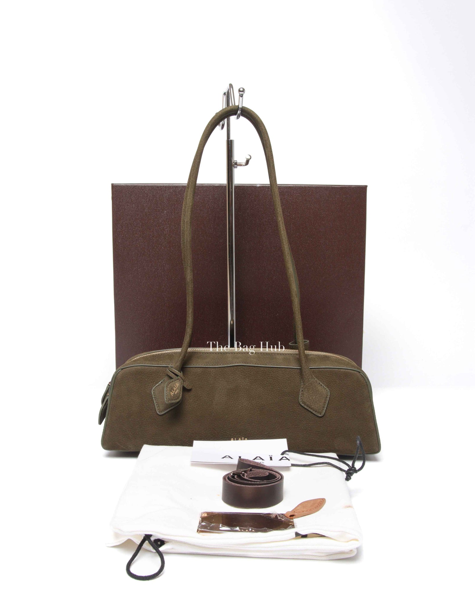 Alaia Olive Green Nubuck Calfskin Le Teckel Medium Bag