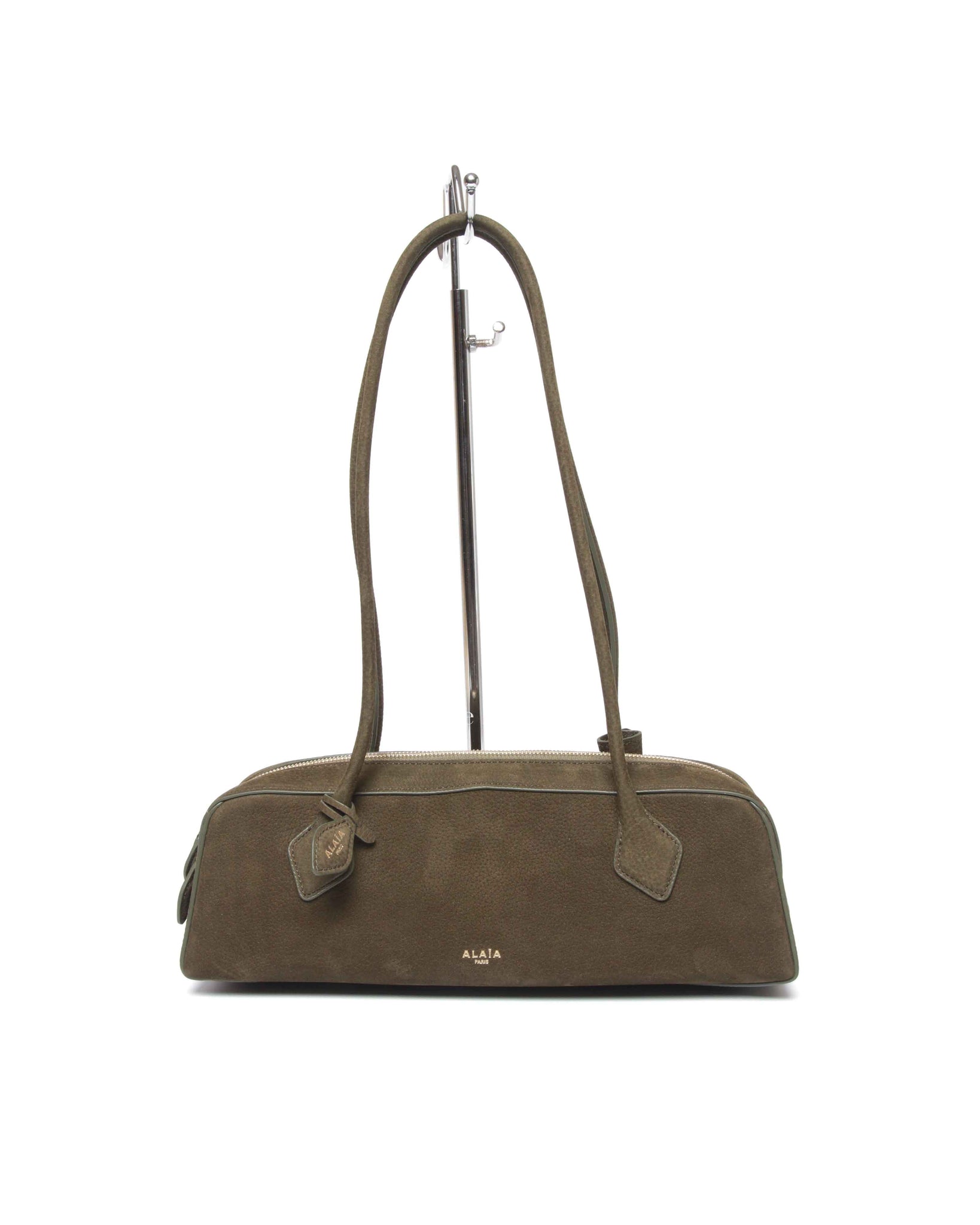 Alaia Olive Green Nubuck Calfskin Le Teckel Medium Bag