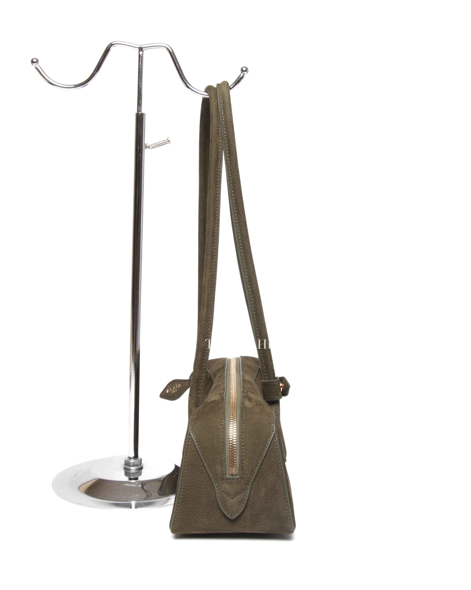 Alaia Olive Green Nubuck Calfskin Le Teckel Medium Bag