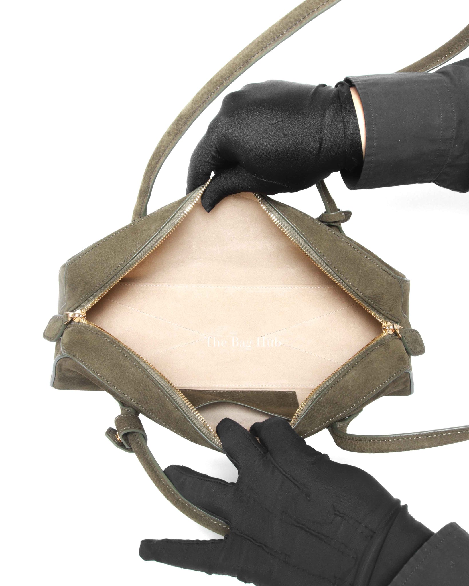 Alaia Olive Green Nubuck Calfskin Le Teckel Medium Bag