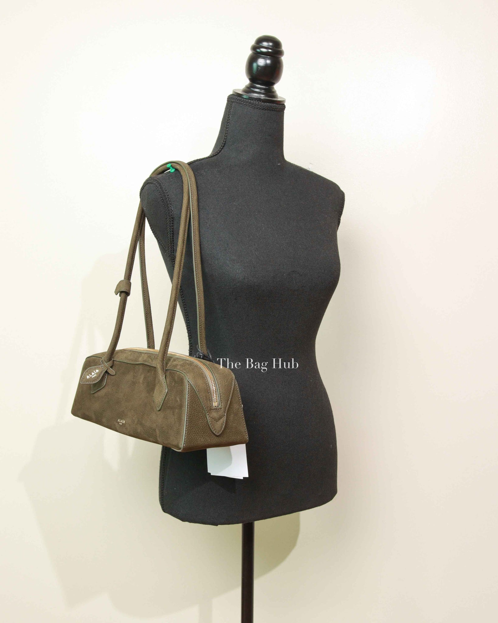 Alaia Olive Green Nubuck Calfskin Le Teckel Medium Bag