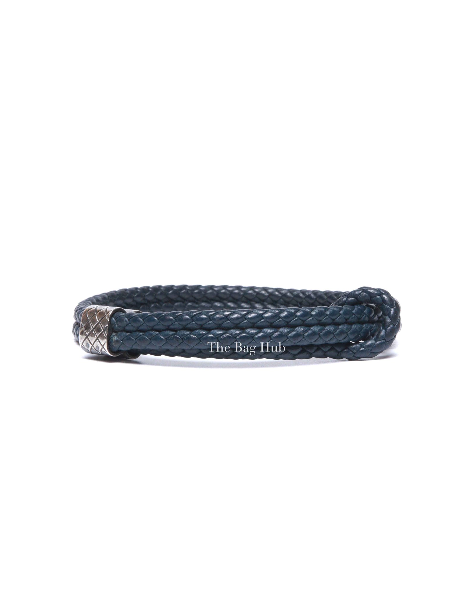 Bottega Veneta Navy Blue Nappa Intrecciato Bracelet
