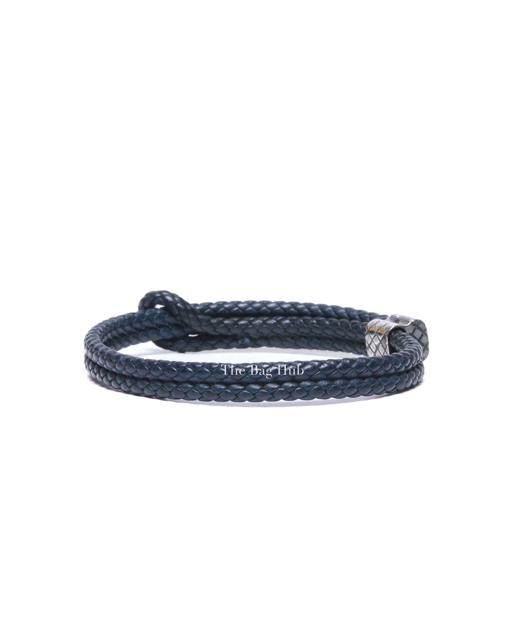 Bottega Veneta Navy Blue Nappa Intrecciato Bracelet