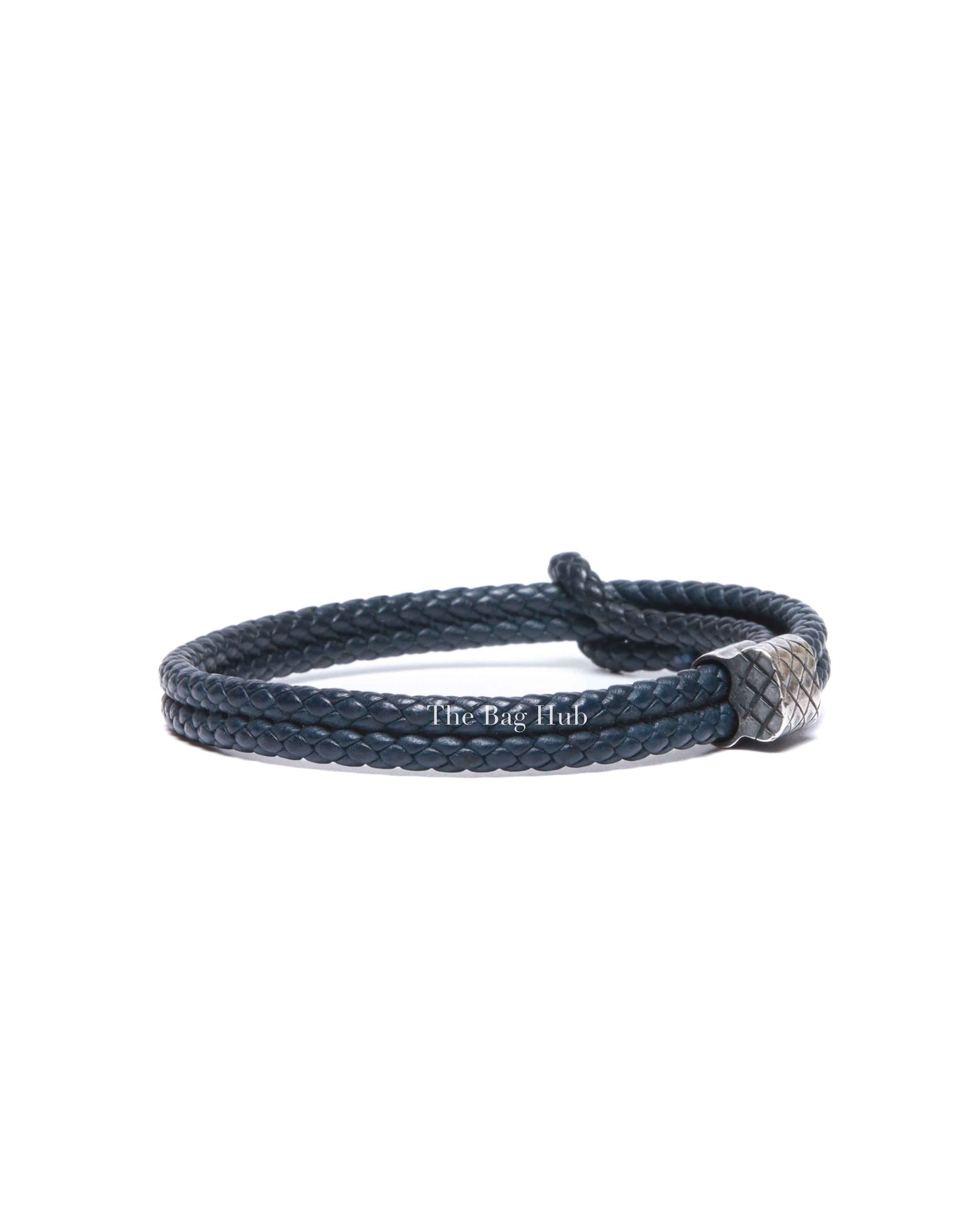 Bottega Veneta Navy Blue Nappa Intrecciato Bracelet