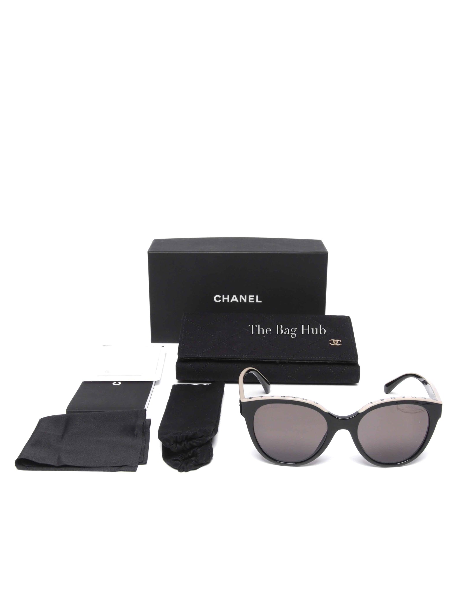 Chanel Black/Beige Acetate Cateye Sunglasses