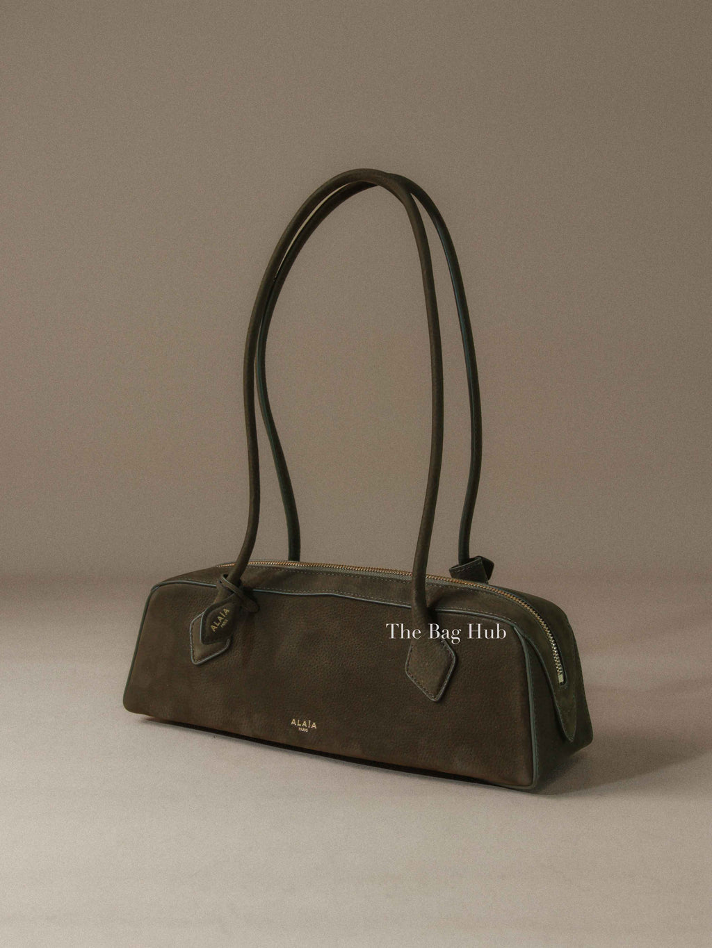 Alaia Olive Green Nubuck Calfskin Le Teckel Medium Bag