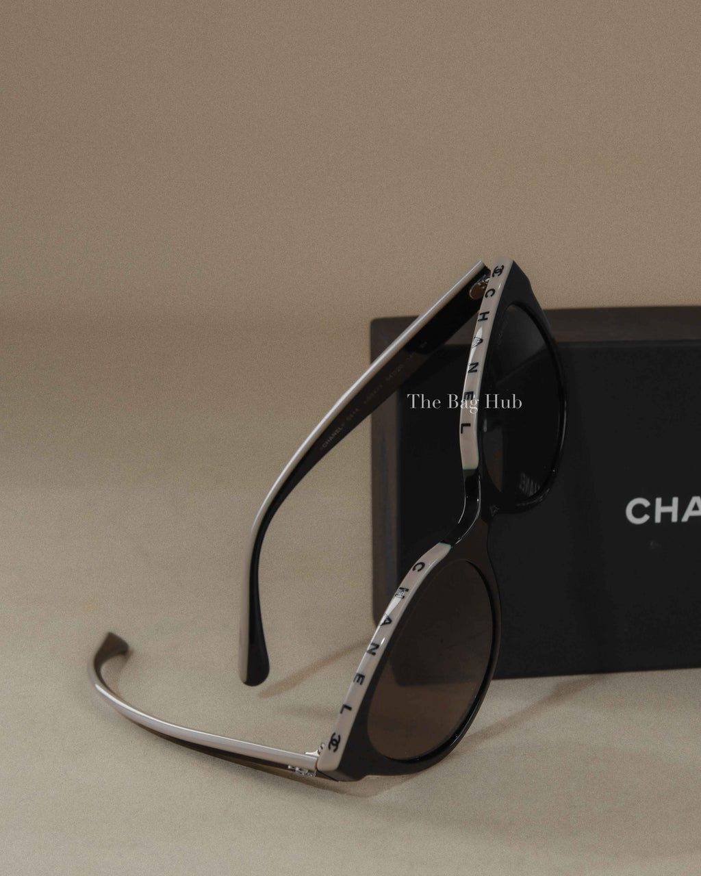 Chanel Black/Beige Acetate Cateye Sunglasses