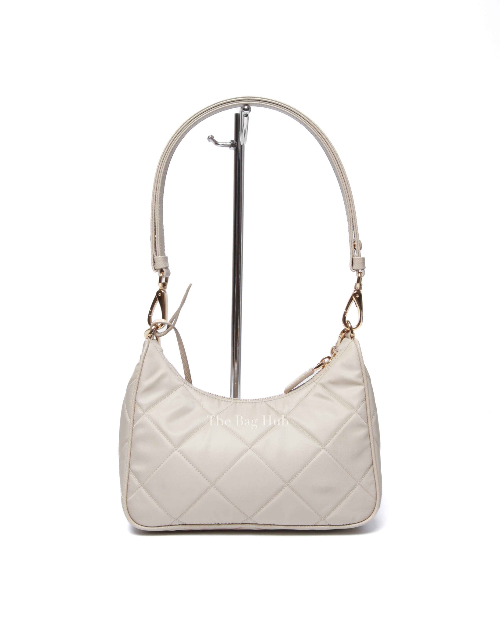 Prada Desert Beige Re-Nylon Saffiano Quilted Mini Re-Edition 1995 Chaine Shoulder Bag