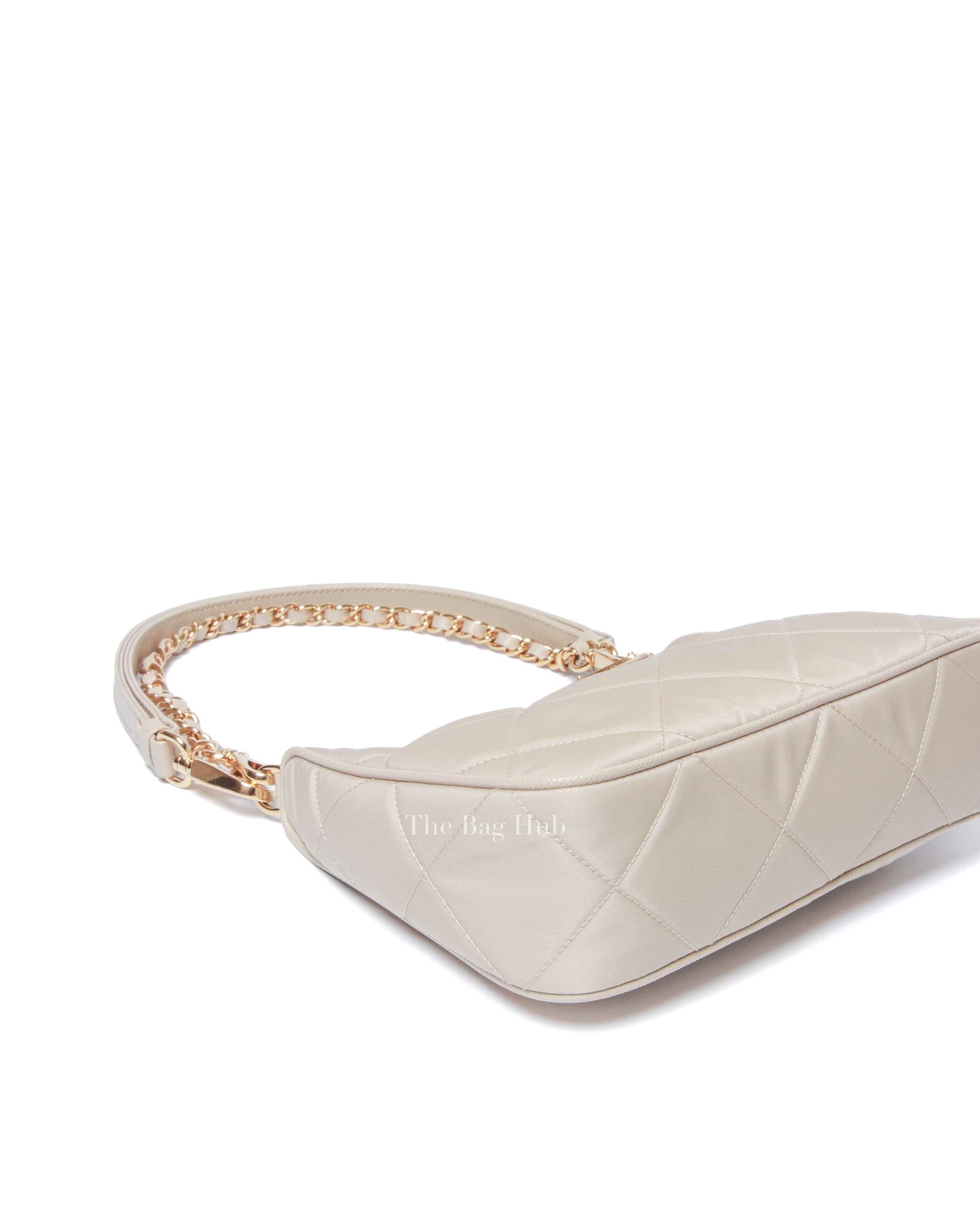 Prada Desert Beige Re-Nylon Saffiano Quilted Mini Re-Edition 1995 Chaine Shoulder Bag