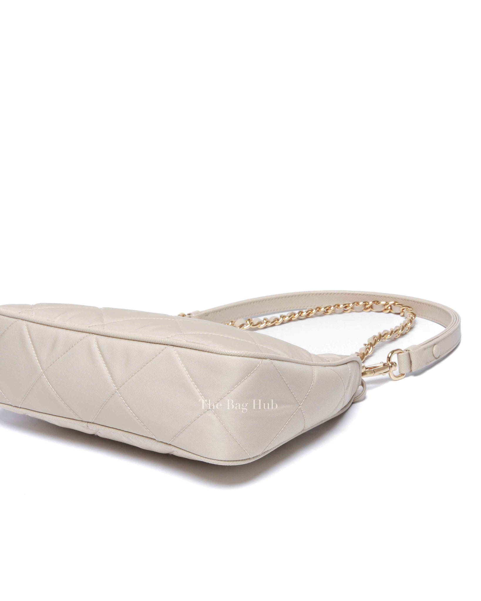 Prada Desert Beige Re-Nylon Saffiano Quilted Mini Re-Edition 1995 Chaine Shoulder Bag