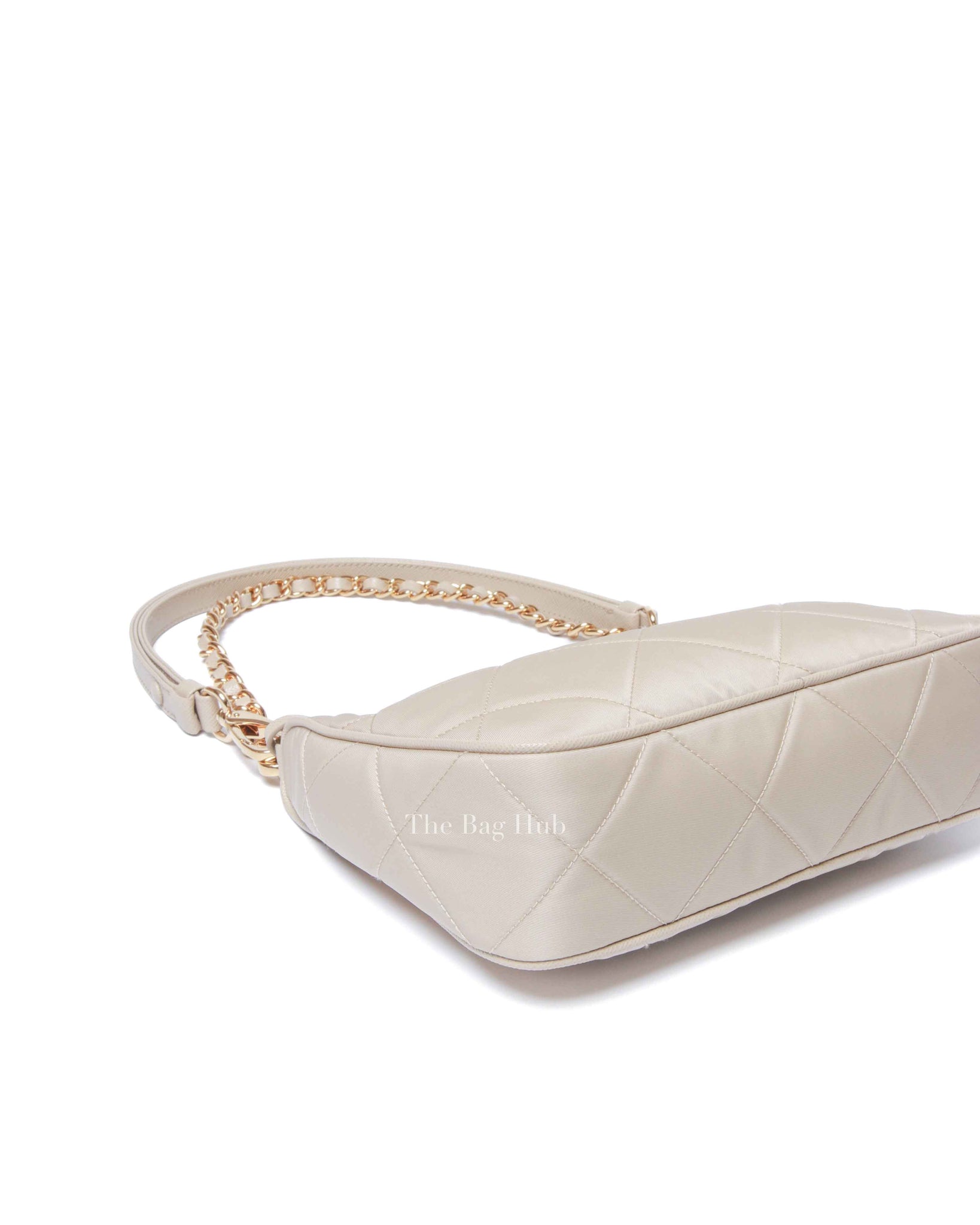 Prada Desert Beige Re-Nylon Saffiano Quilted Mini Re-Edition 1995 Chaine Shoulder Bag