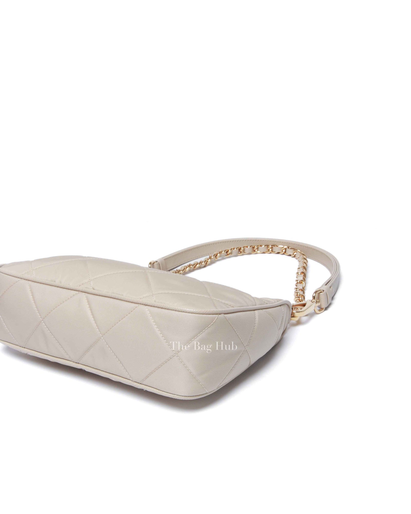 Prada Desert Beige Re-Nylon Saffiano Quilted Mini Re-Edition 1995 Chaine Shoulder Bag