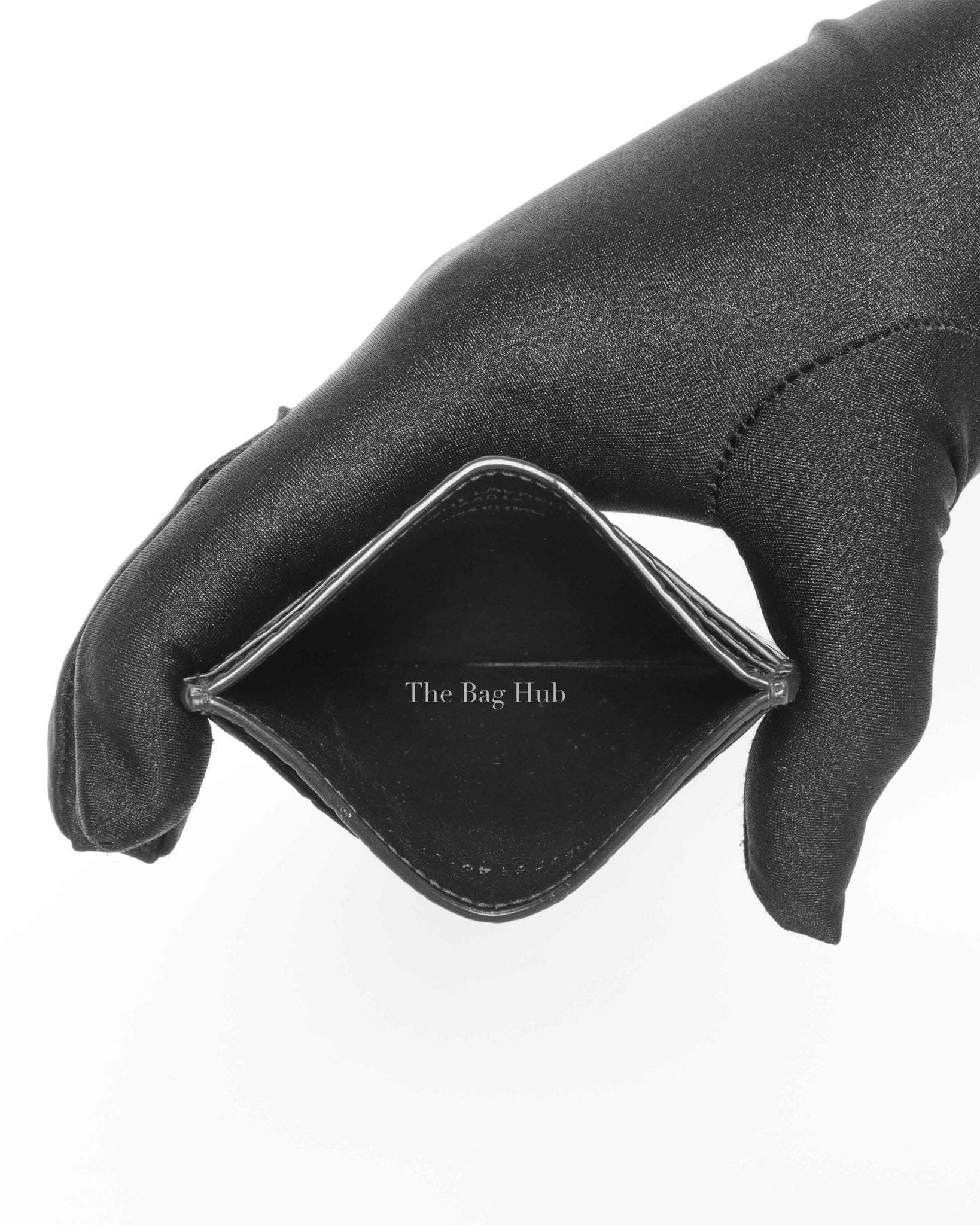 Saint Laurent Black Crocodile Embossed Leather Paris Credit Card Case