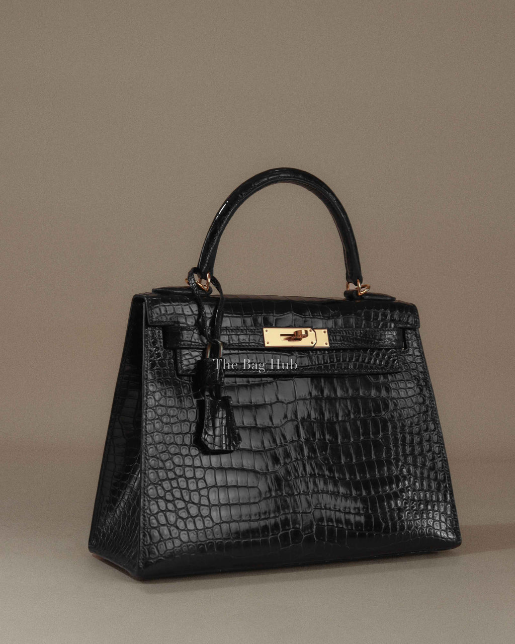 Hermes Black Porosus Crocodile Kelly 28 Bag GHW w/o Strap