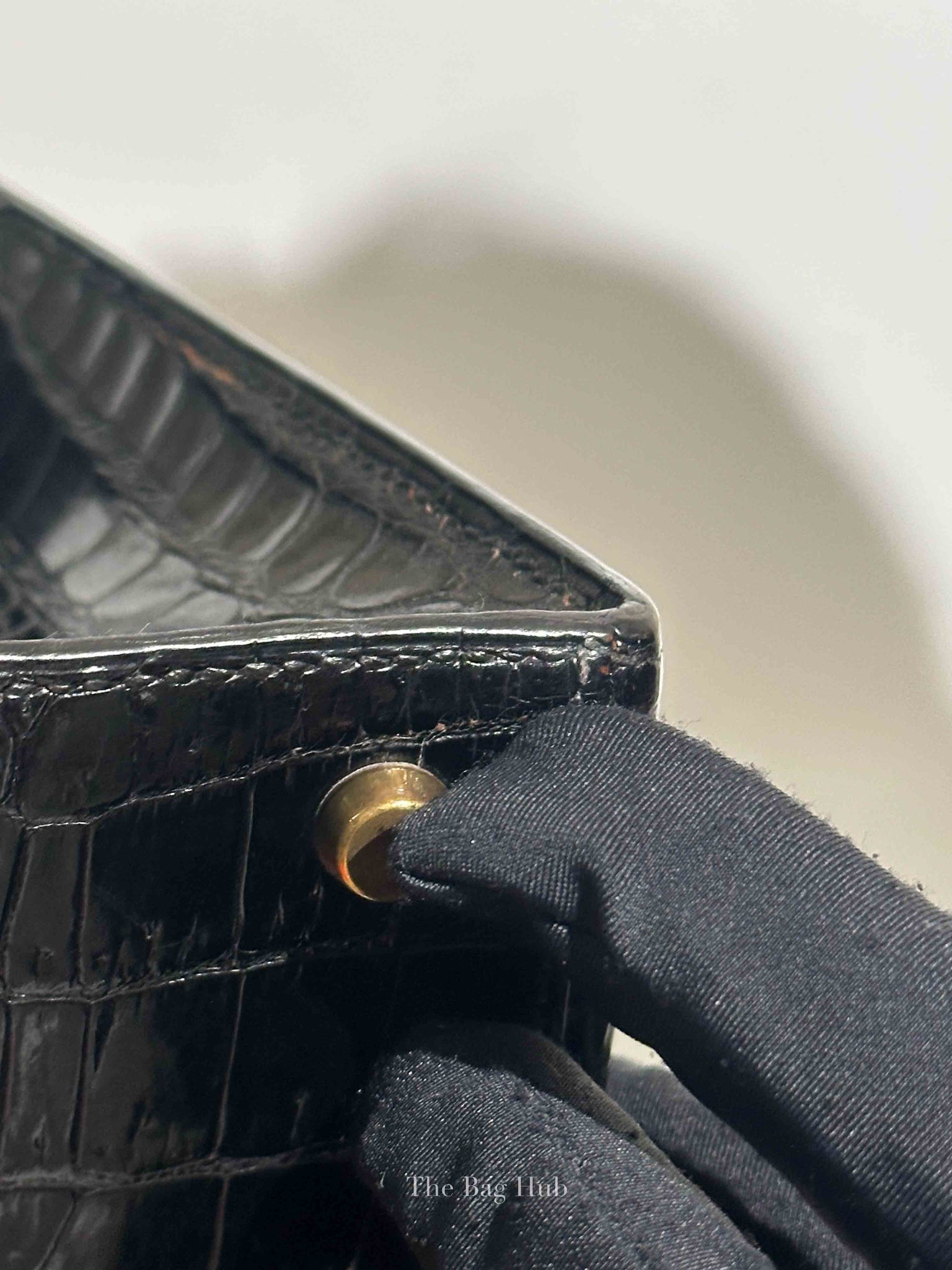 Hermes Black Porosus Crocodile Kelly 28 Bag GHW w/o Strap