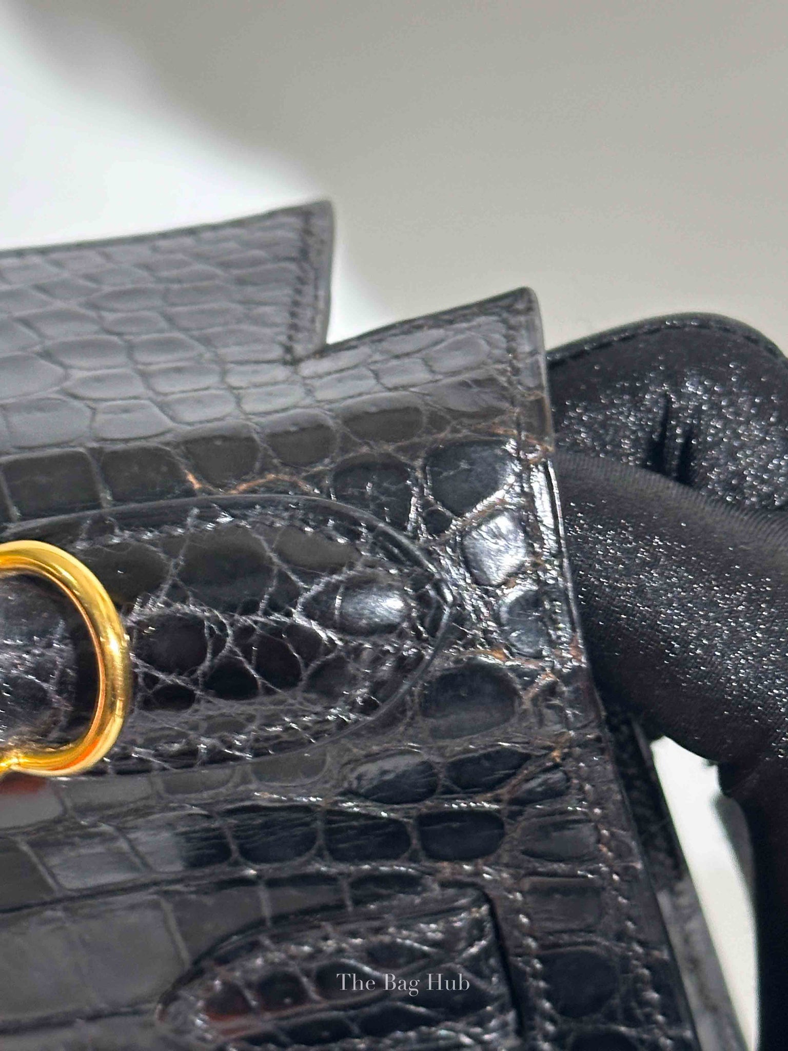 Hermes Black Porosus Crocodile Kelly 28 Bag GHW w/o Strap