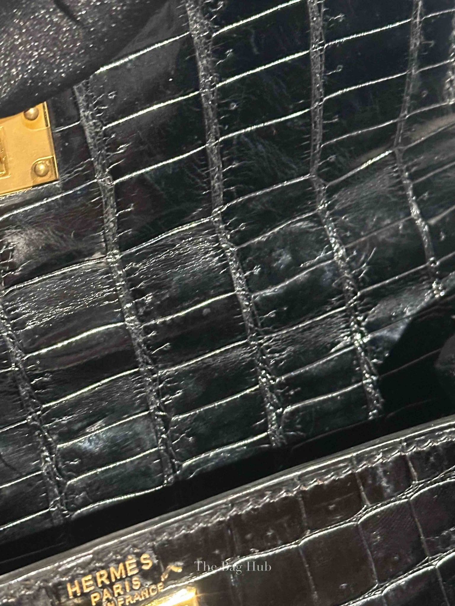 Hermes Black Porosus Crocodile Kelly 28 Bag GHW w/o Strap