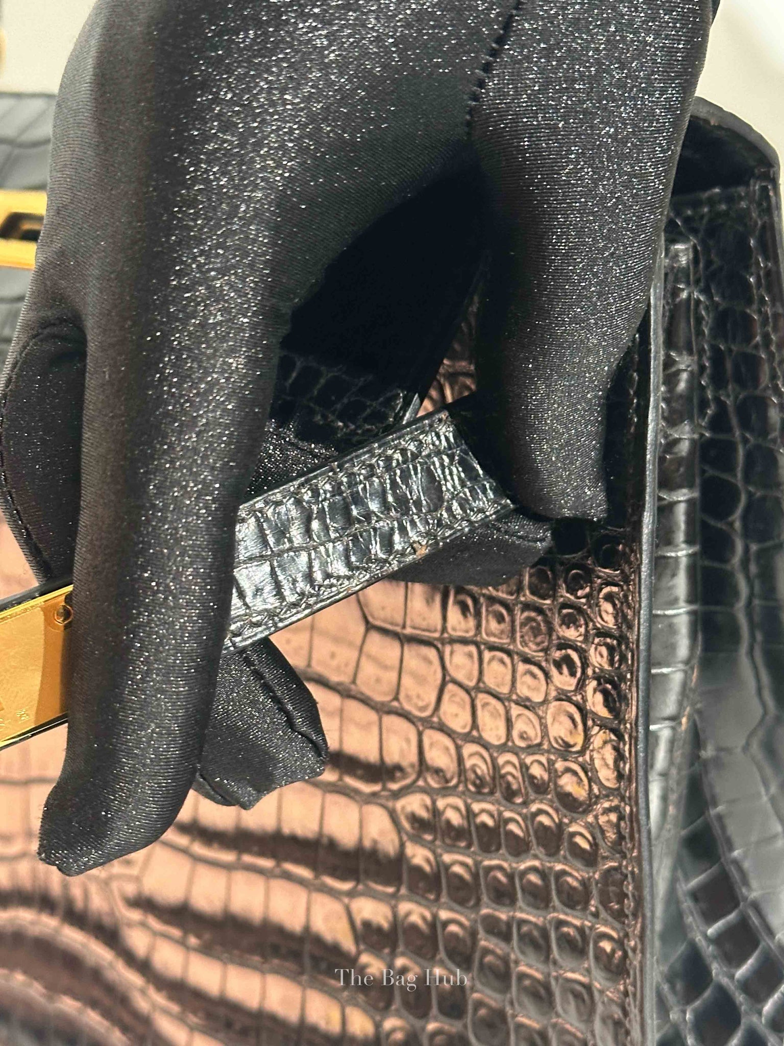 Hermes Black Porosus Crocodile Kelly 28 Bag GHW w/o Strap