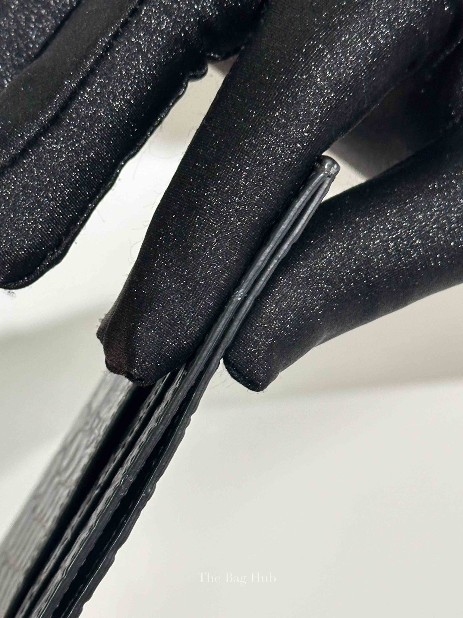 Saint Laurent Black Crocodile Embossed Leather Paris Credit Card Case