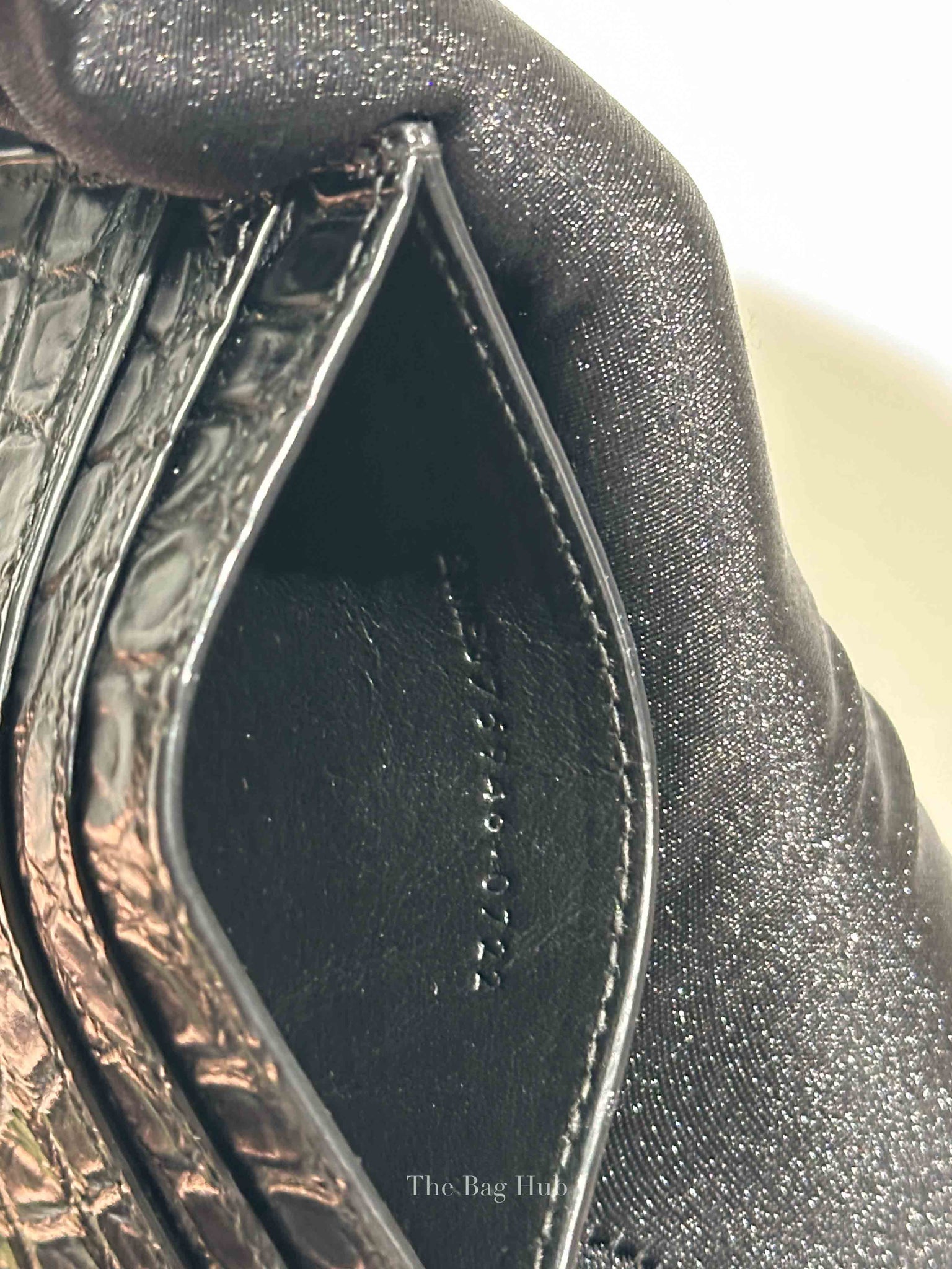 Saint Laurent Black Crocodile Embossed Leather Paris Credit Card Case