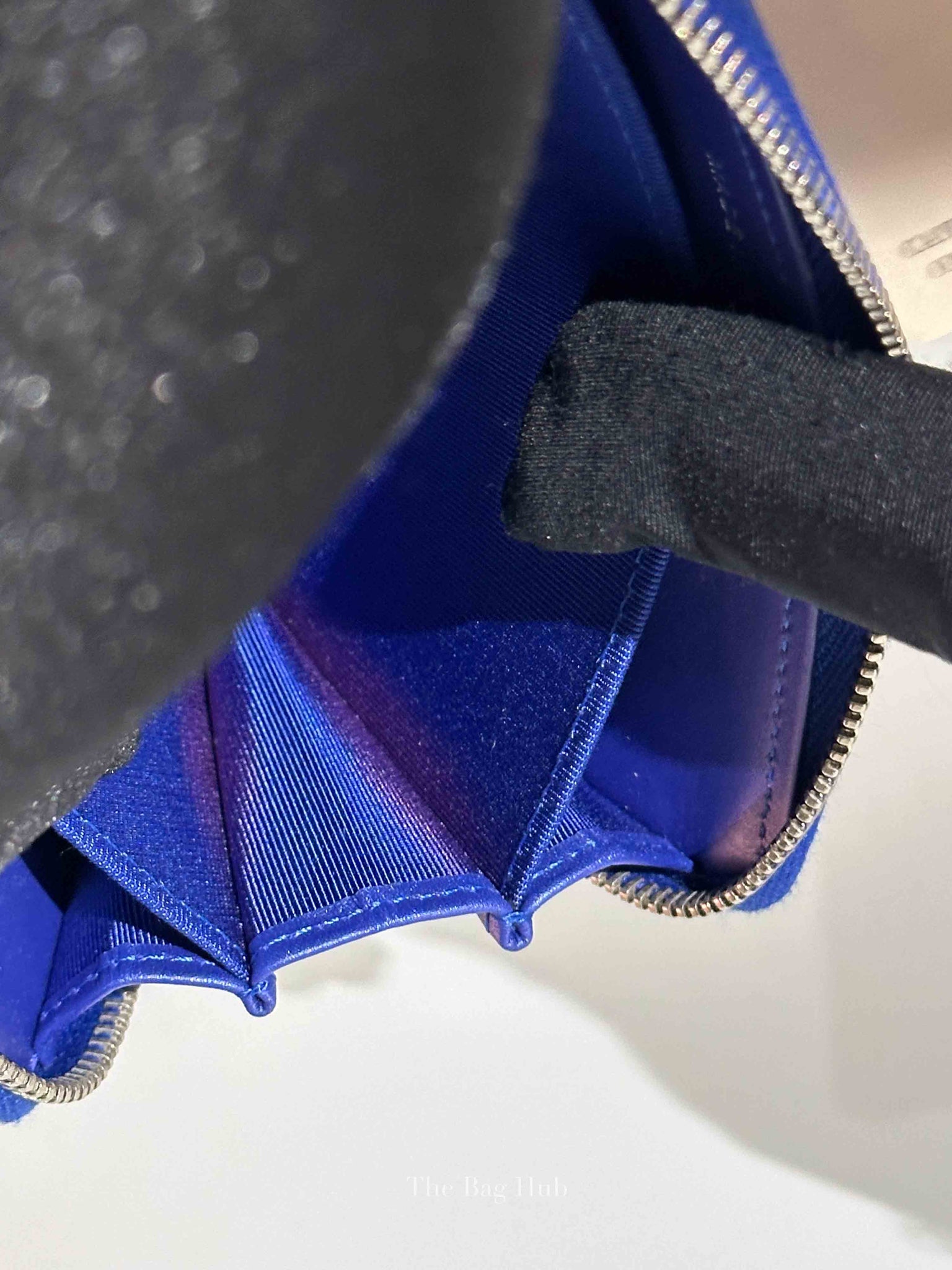 Chanel Metallic Blue/Violet Quilted Lambskin Small Zip Around Wallet