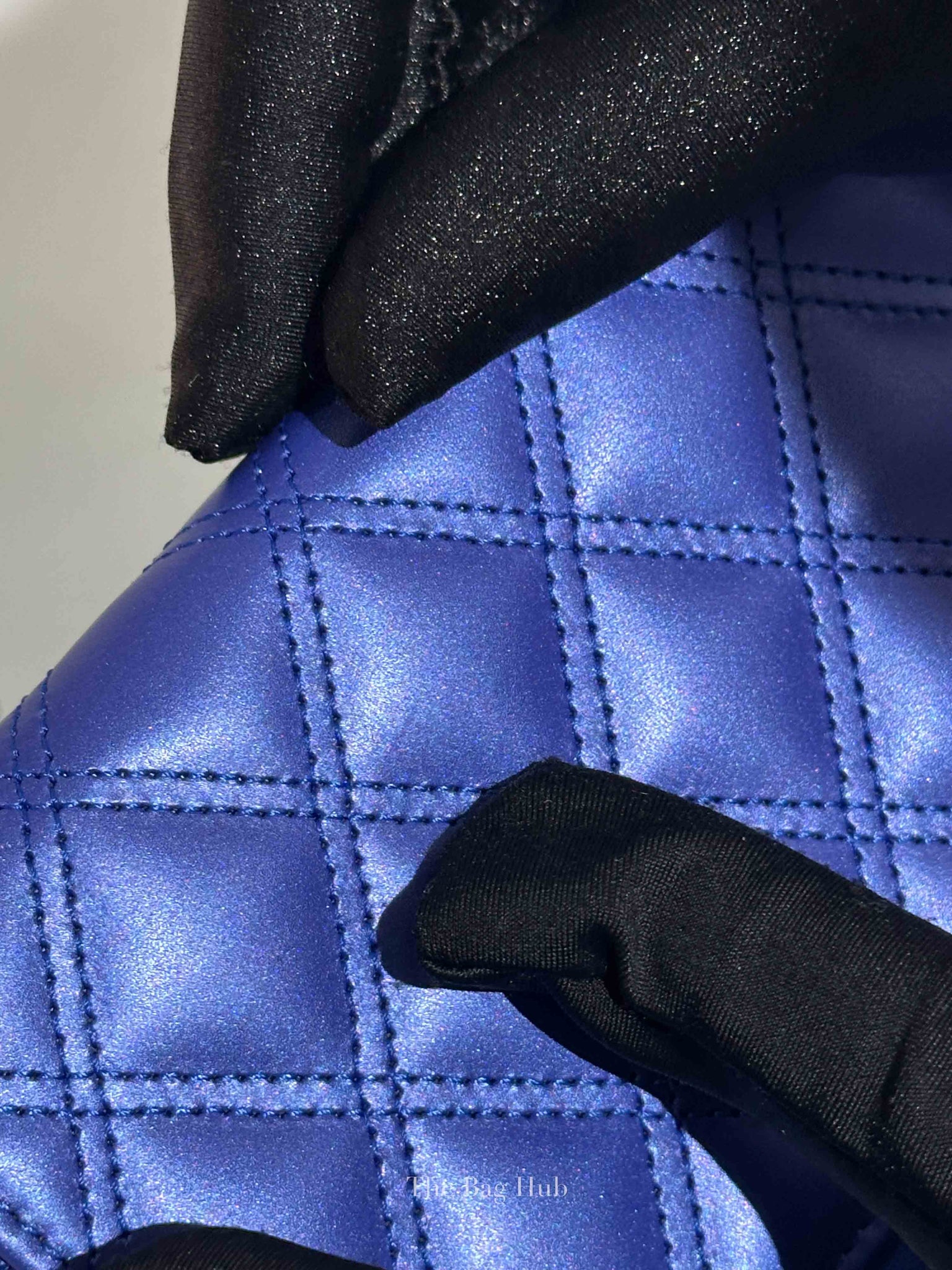 Chanel Metallic Blue/Violet Quilted Lambskin Small Zip Around Wallet