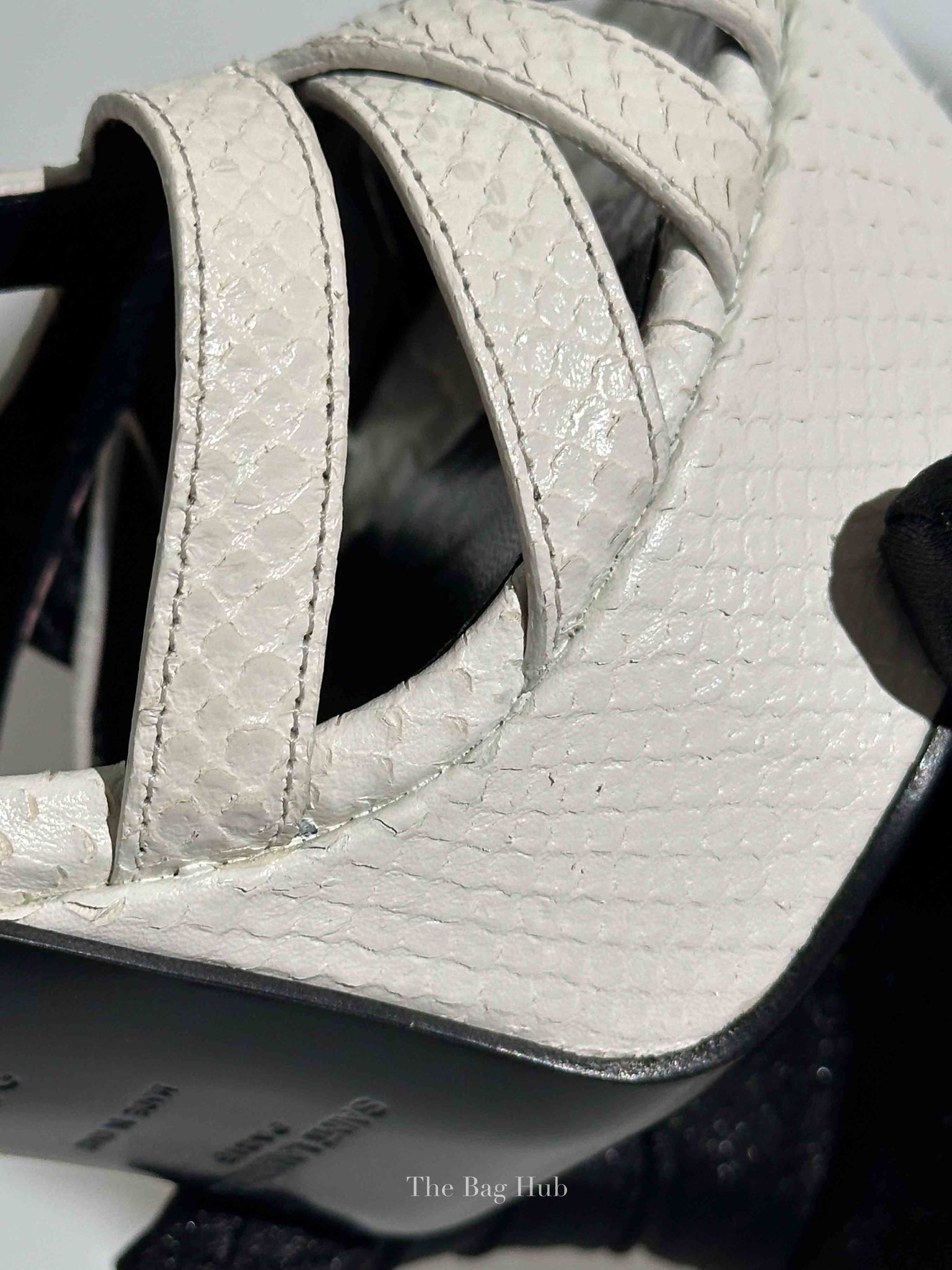 Saint Laurent White Python Embossed Leather Platform Sandals 120mm Size 35.5