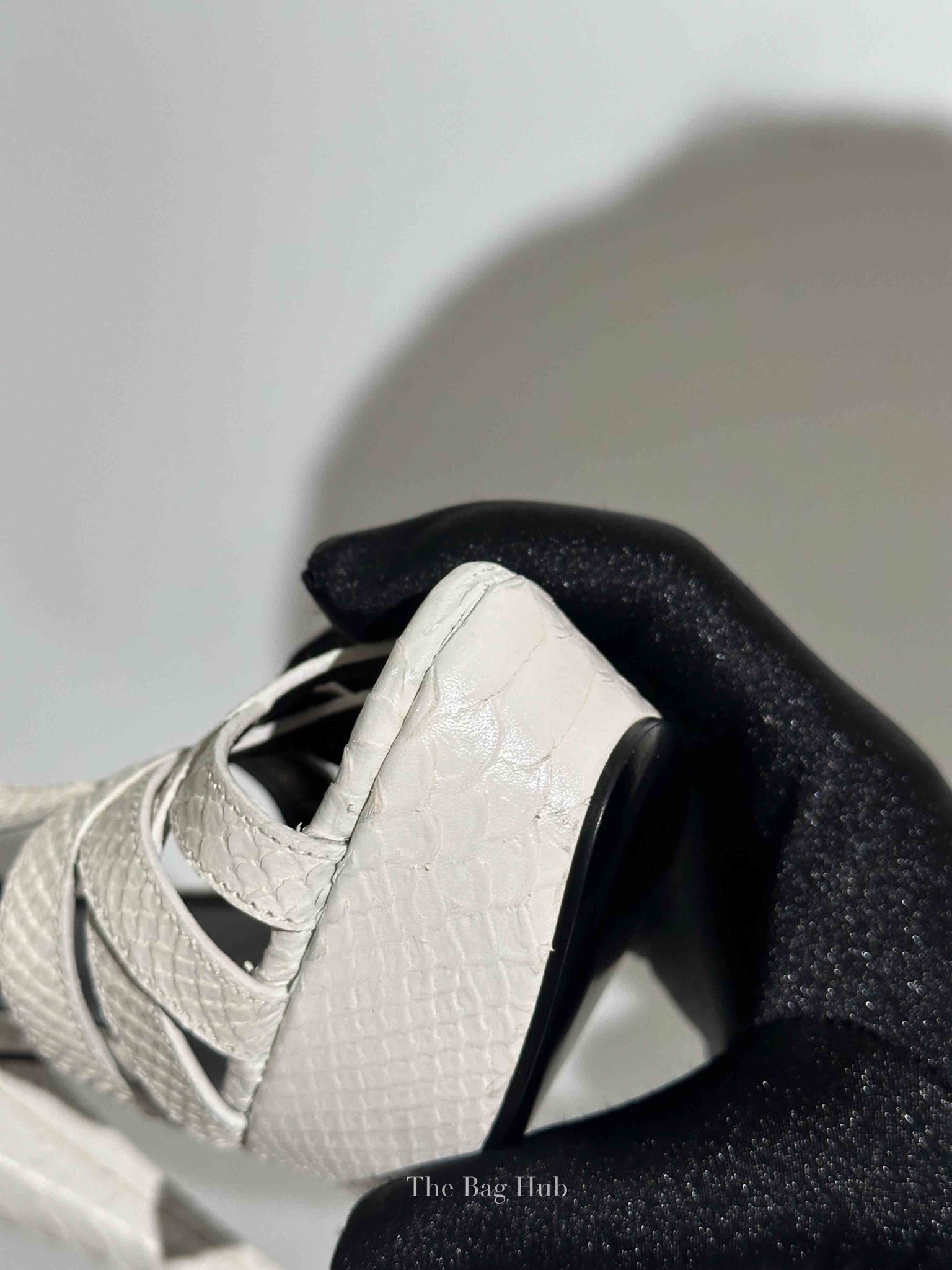 Saint Laurent White Python Embossed Leather Platform Sandals 120mm Size 35.5