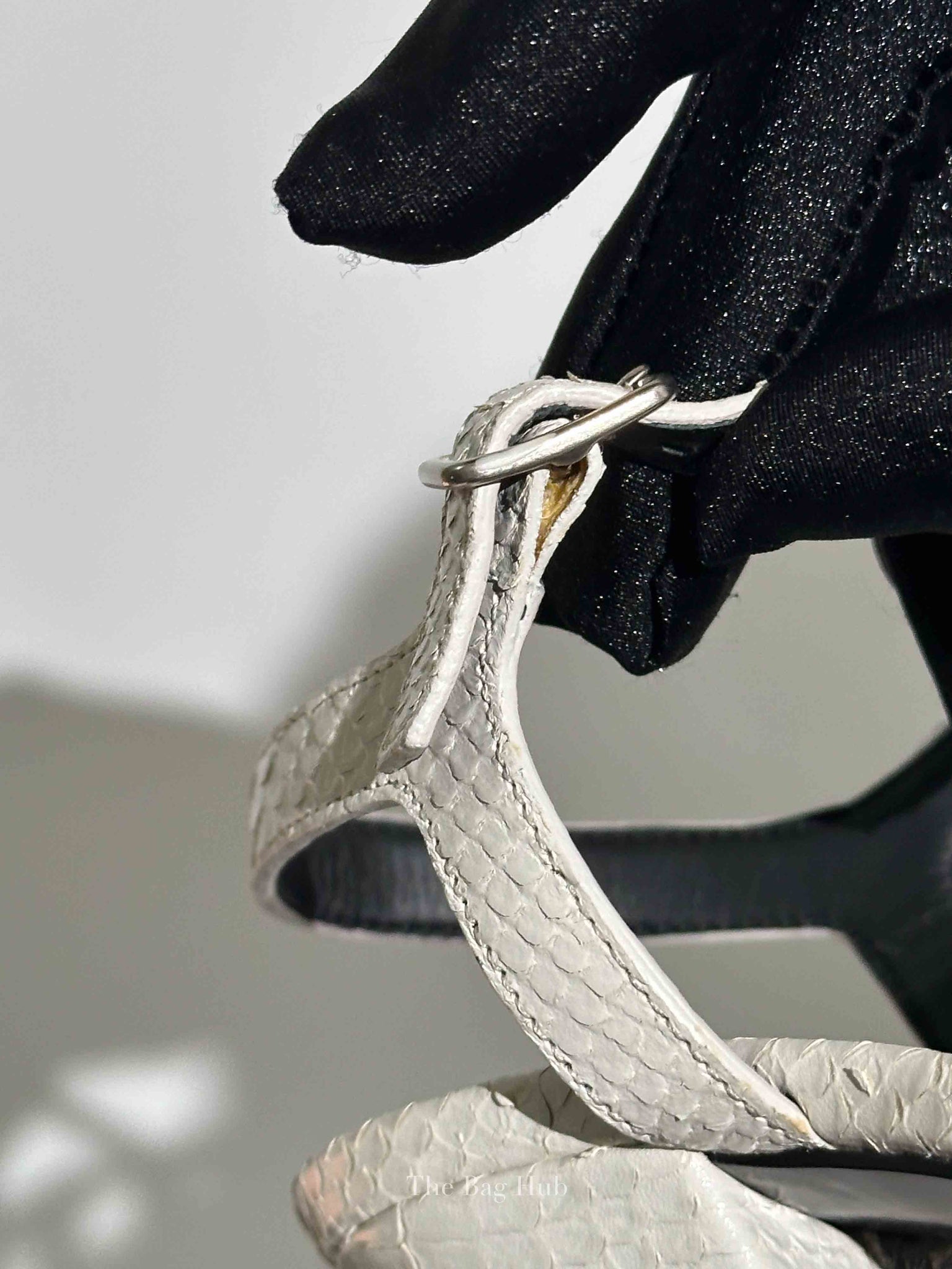 Saint Laurent White Python Embossed Leather Platform Sandals 120mm Size 35.5