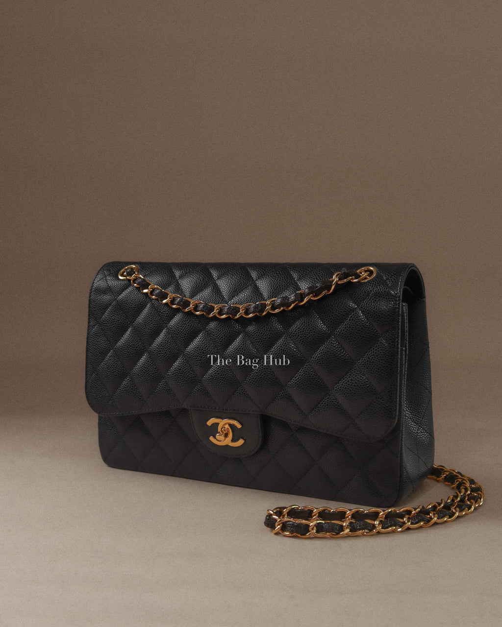Chanel Black Quilted Caviar Large Classic Double Flap Bag GHW